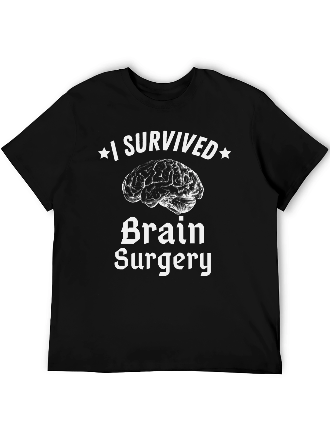 Black I Survived Brain Surgery T-Shirt - Brain Graphic Tee view 5