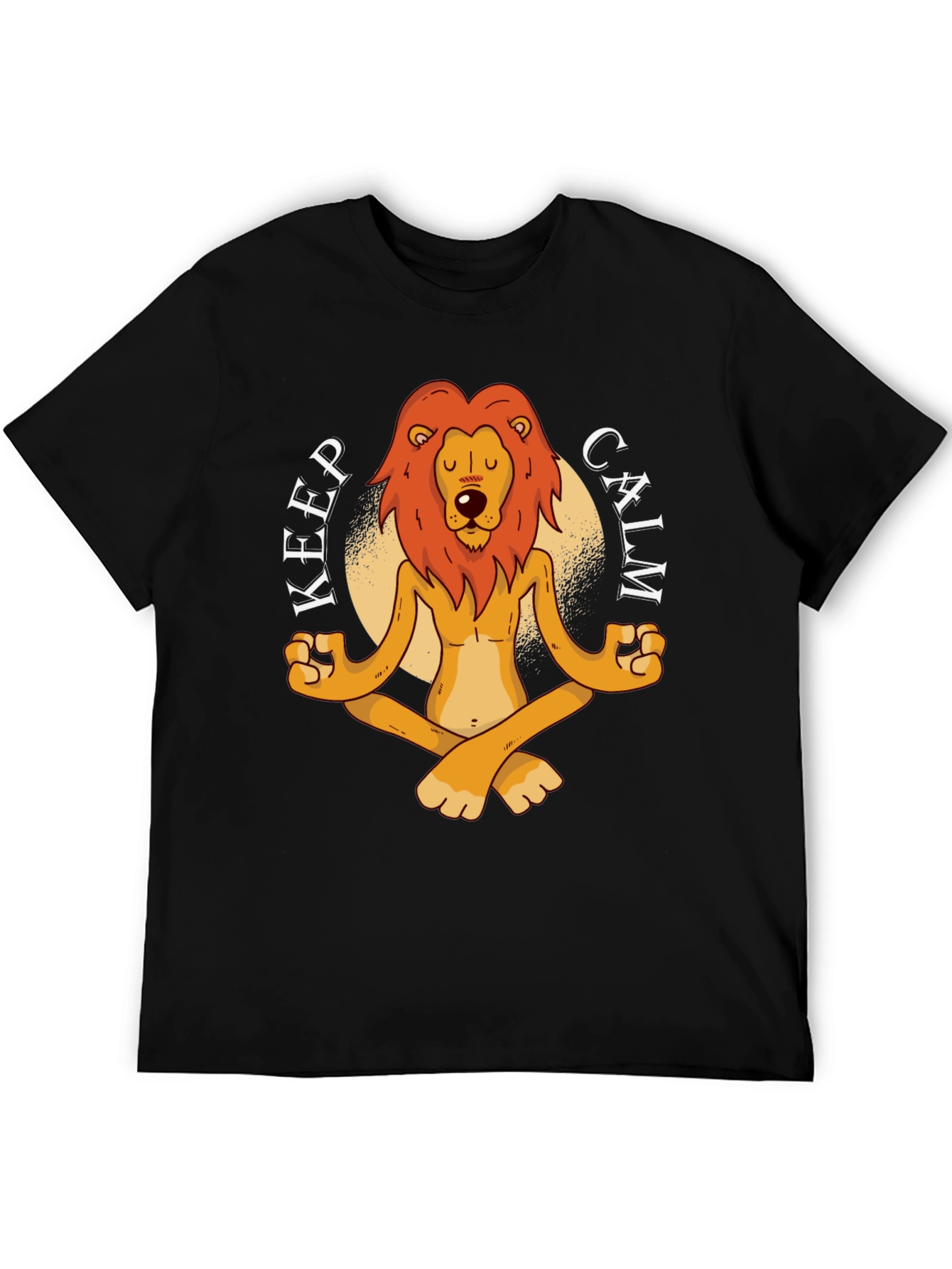 Black Zen Lion Graphic T-Shirt - Keep Calm and Meditate view 5