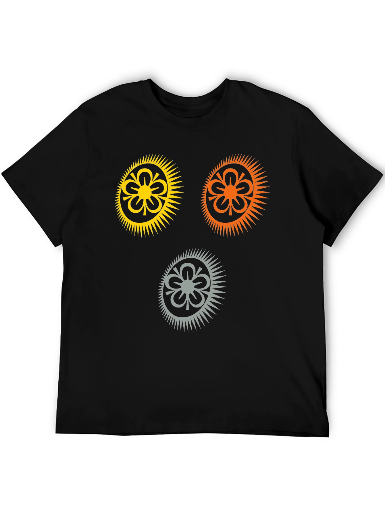 Black Stylish Black T-Shirt with Floral Sun Graphic view 5