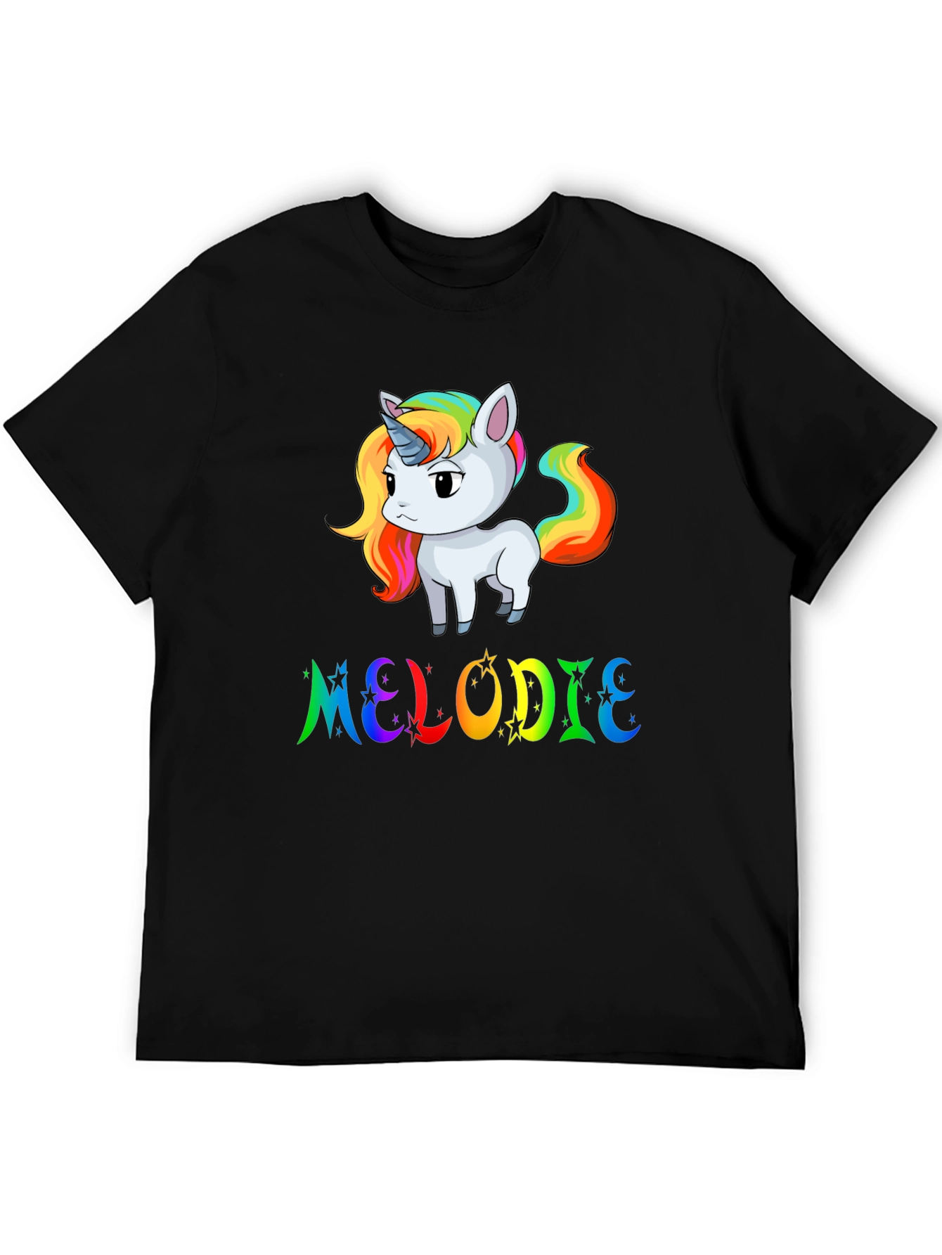 Black Rainbow Unicorn MELODIE Custom T-Shirt view 5