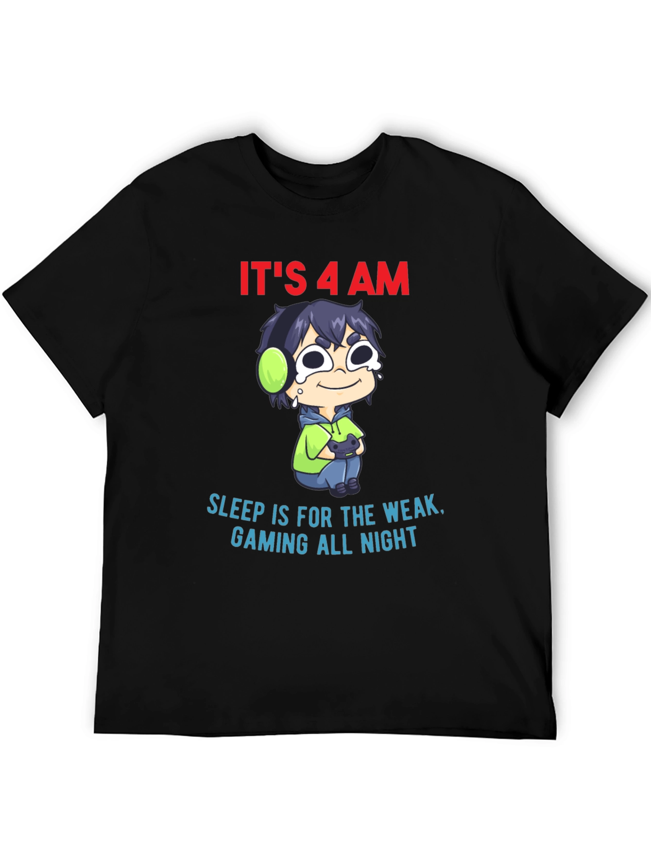 Black It's 4 AM Gaming All Night T-Shirt view 5