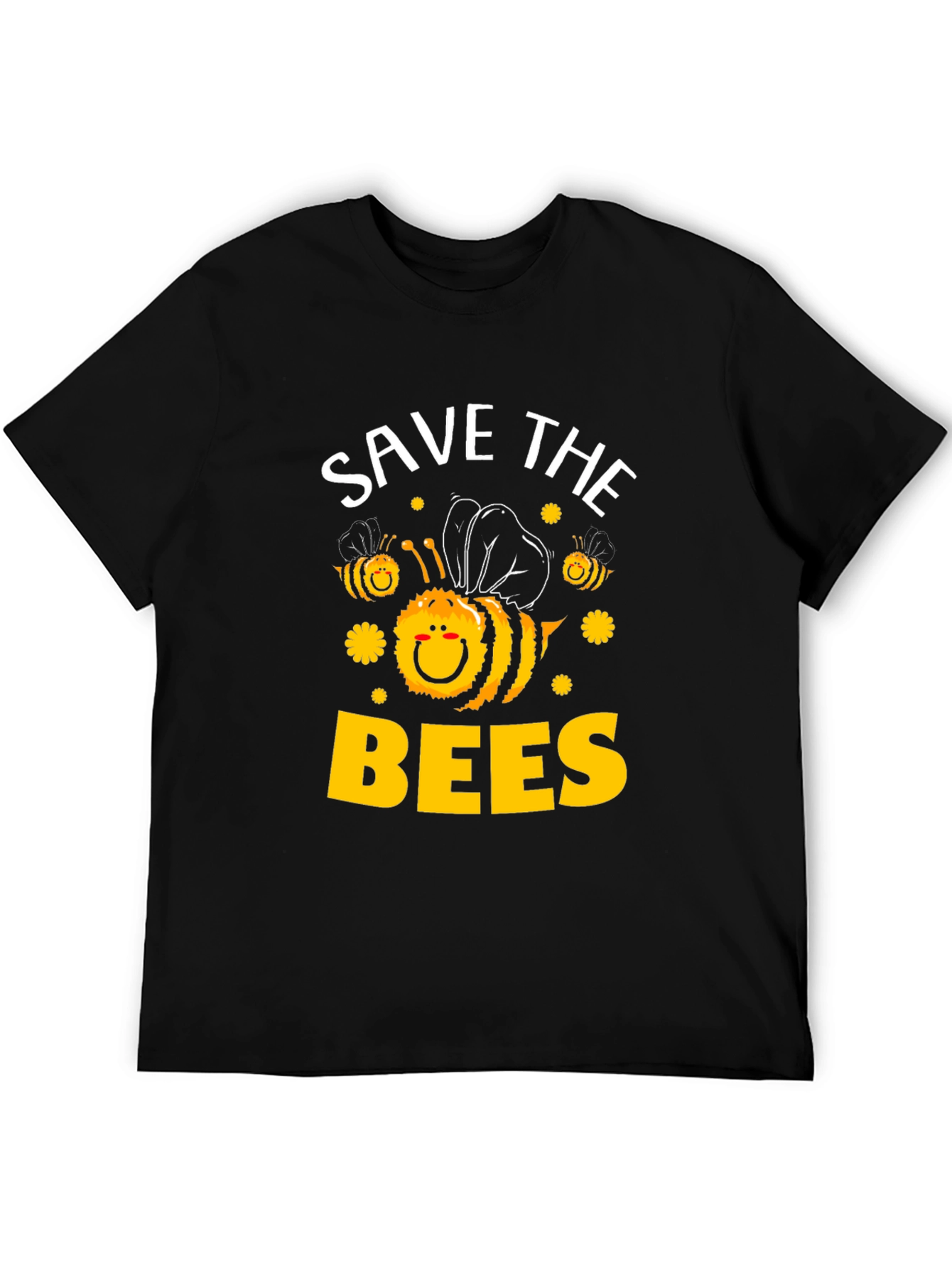 Black Save the Bees T-Shirt - Black, Cute Bee Graphic view 5