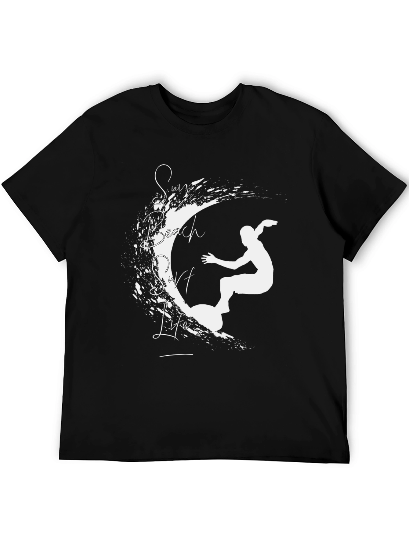 Black Sun Beach Surf Life Graphic T-Shirt view 5