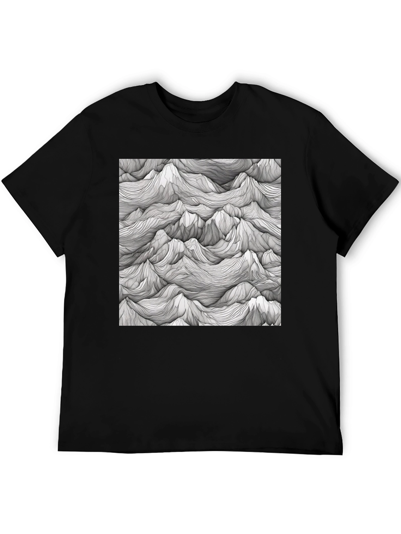 Black Abstract Mountainscape Tee - Graphic Print T-Shirt view 5