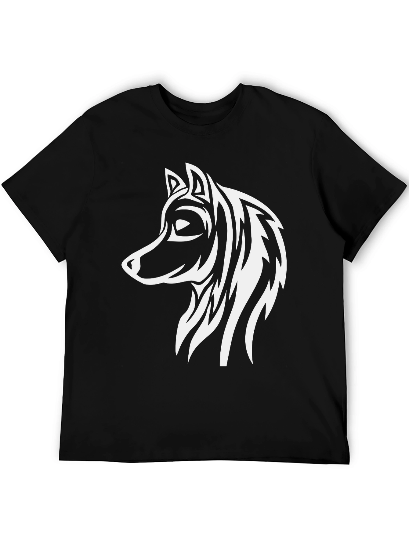 Black Wolf Graphic Print Black T-Shirt view 5