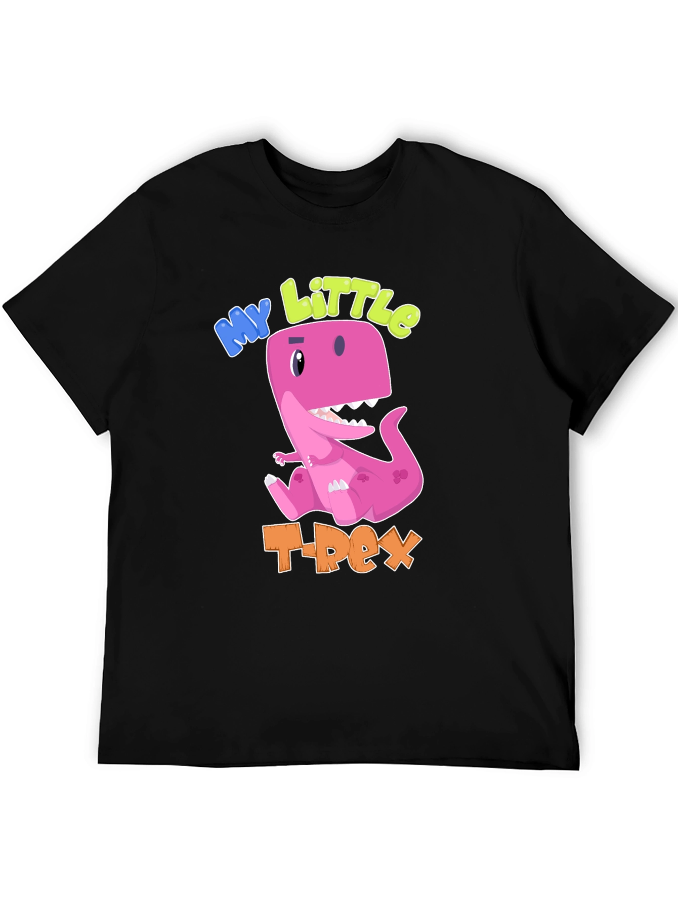 Black My Little T-Rex Black Cotton T-Shirt view 5