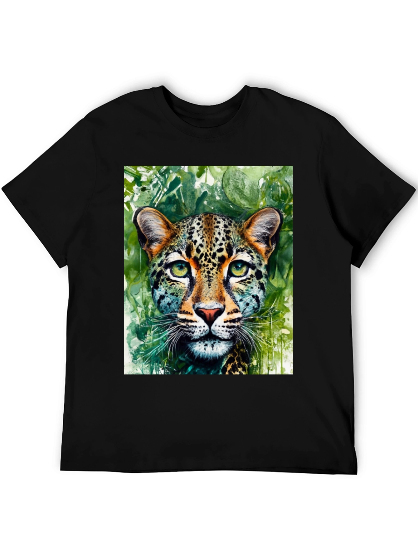 Black Leopard Graphic Tee - Wildlife Art Shirt view 5