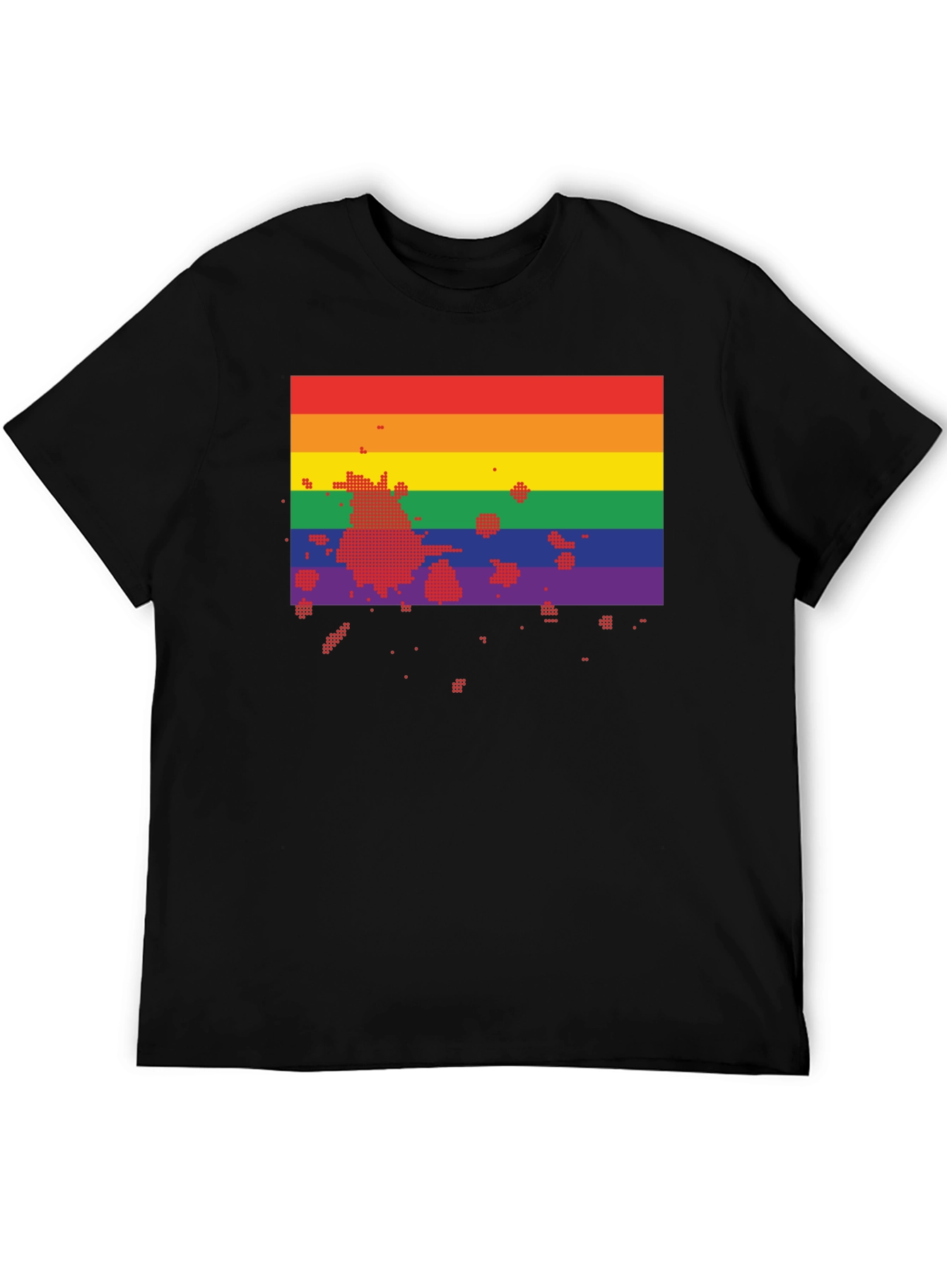 Black Rainbow Flag Pixel Art Black T-Shirt view 5