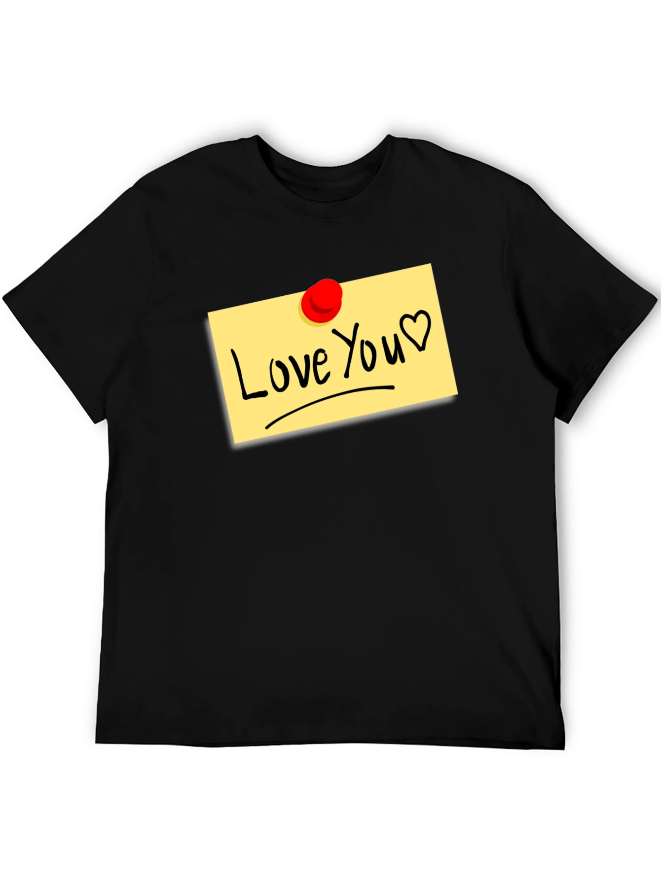Black Love You Note Black T-Shirt view 5