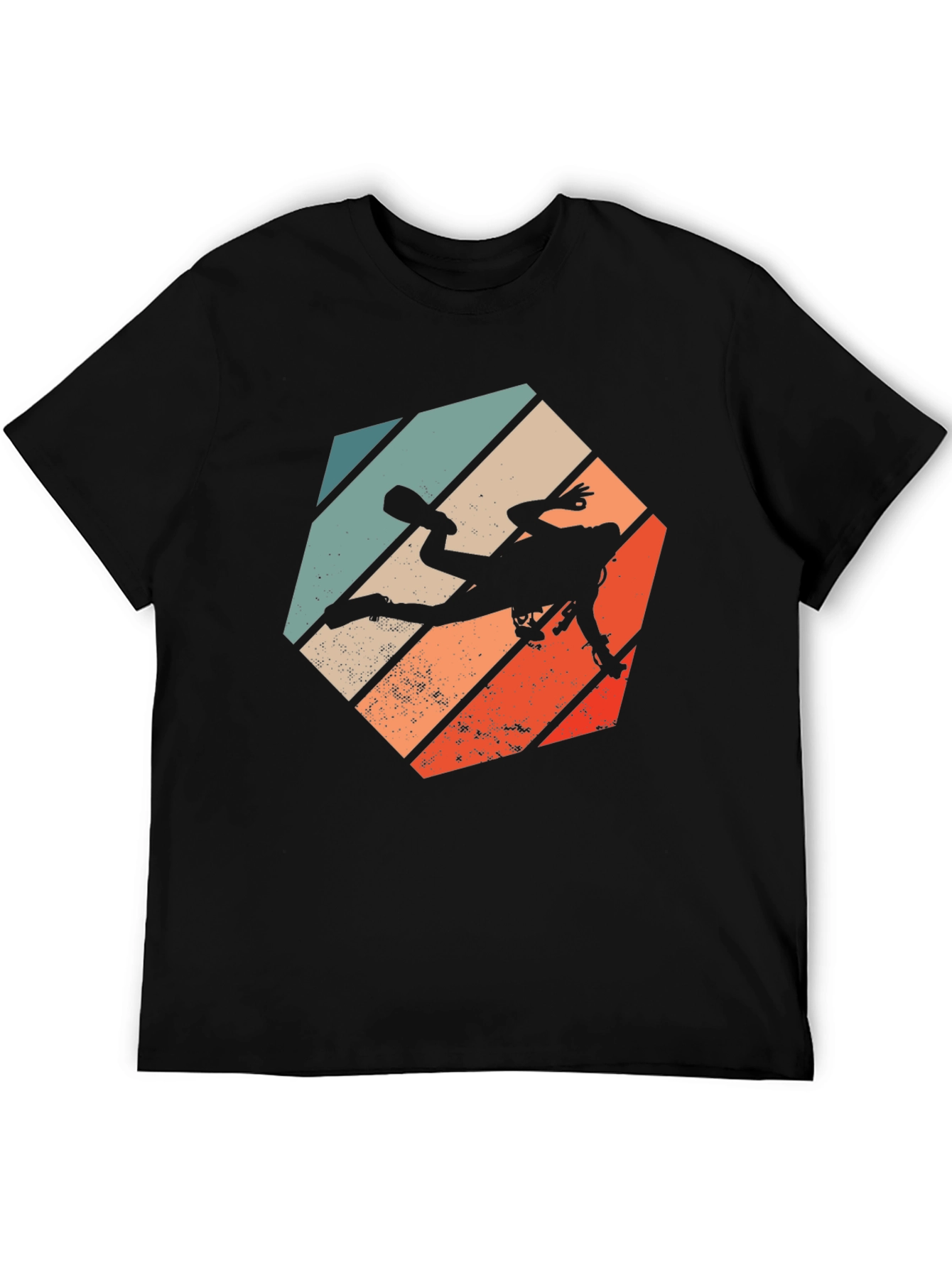 Black Retro Scuba Diver Graphic T-Shirt view 5
