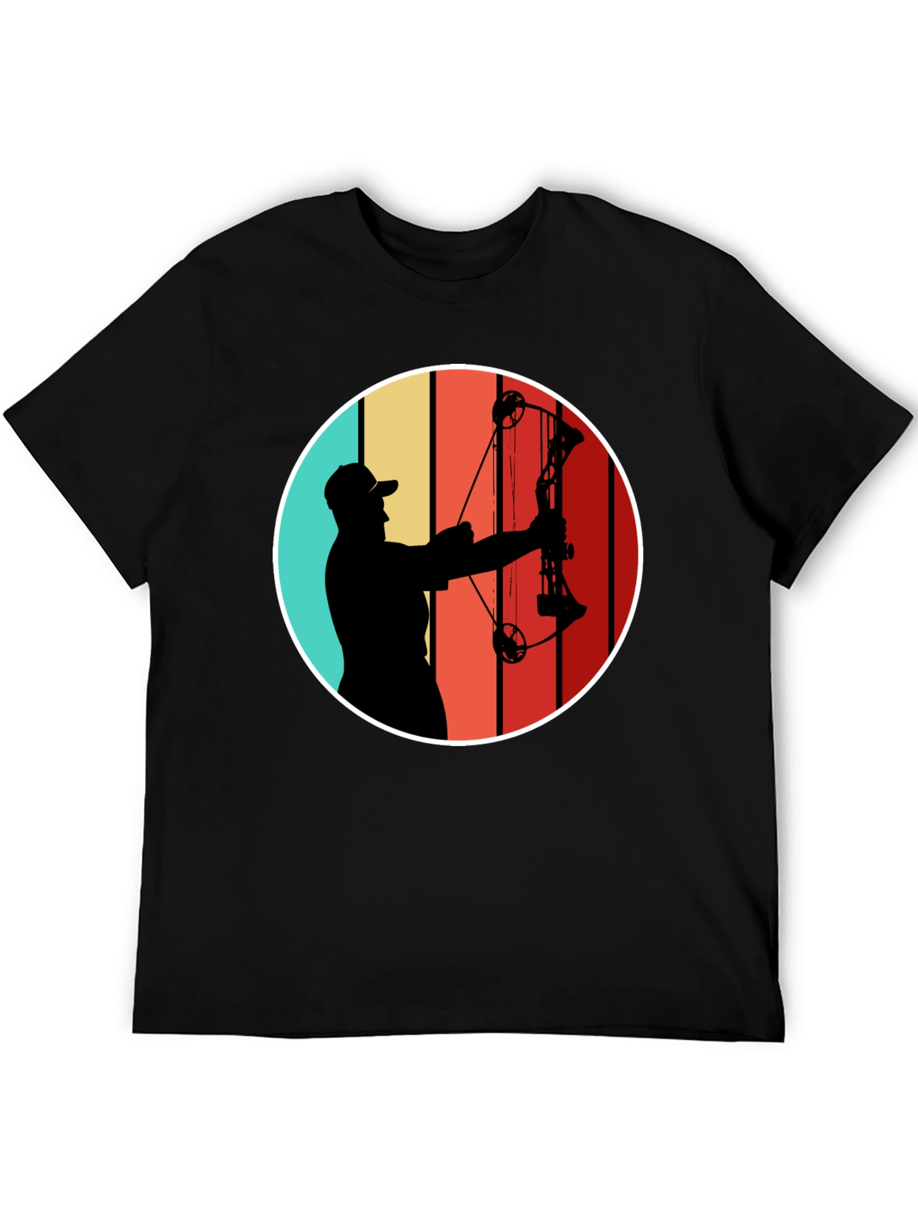 Black Archery Silhouette Tee - Retro Style Bow Hunter T-Shirt view 5