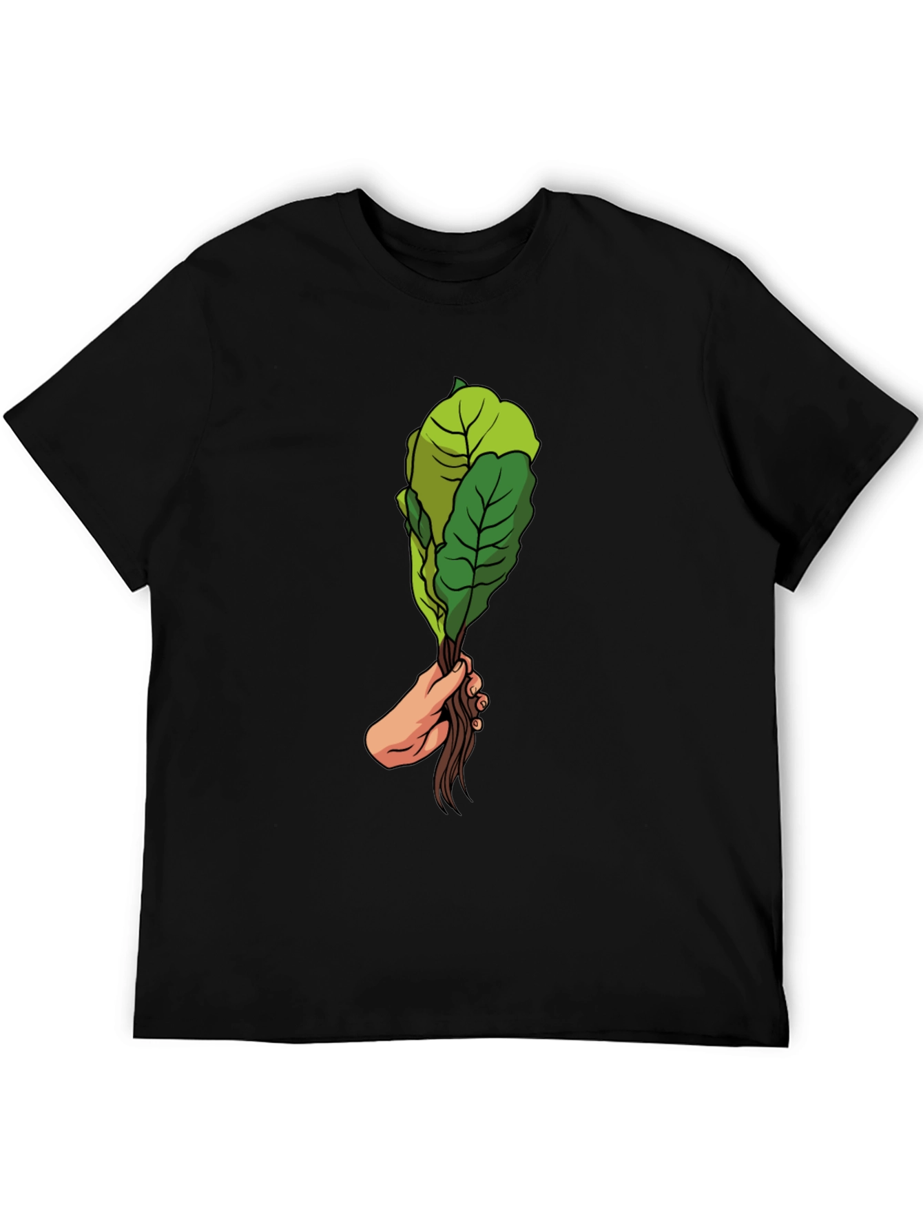 Black Lettuce Hand Graphic Tee - Novelty Black T-Shirt view 5