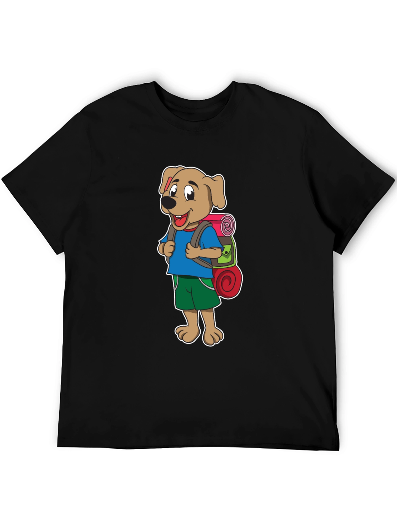 Black Dog Hiker Cartoon Black T-Shirt view 5