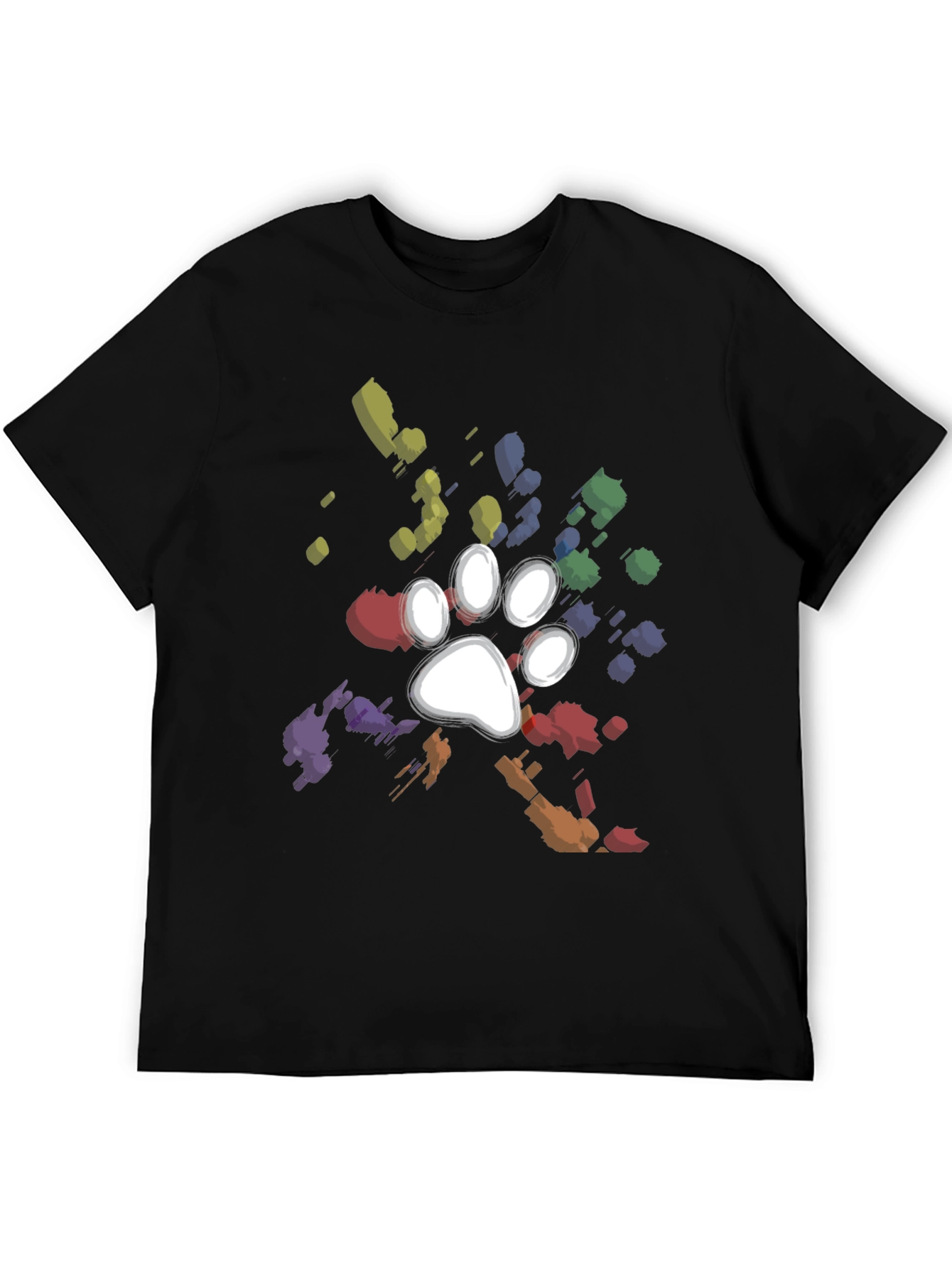 Black Paw Print Splatter T-Shirt - Unique Dog Lover Gift view 5