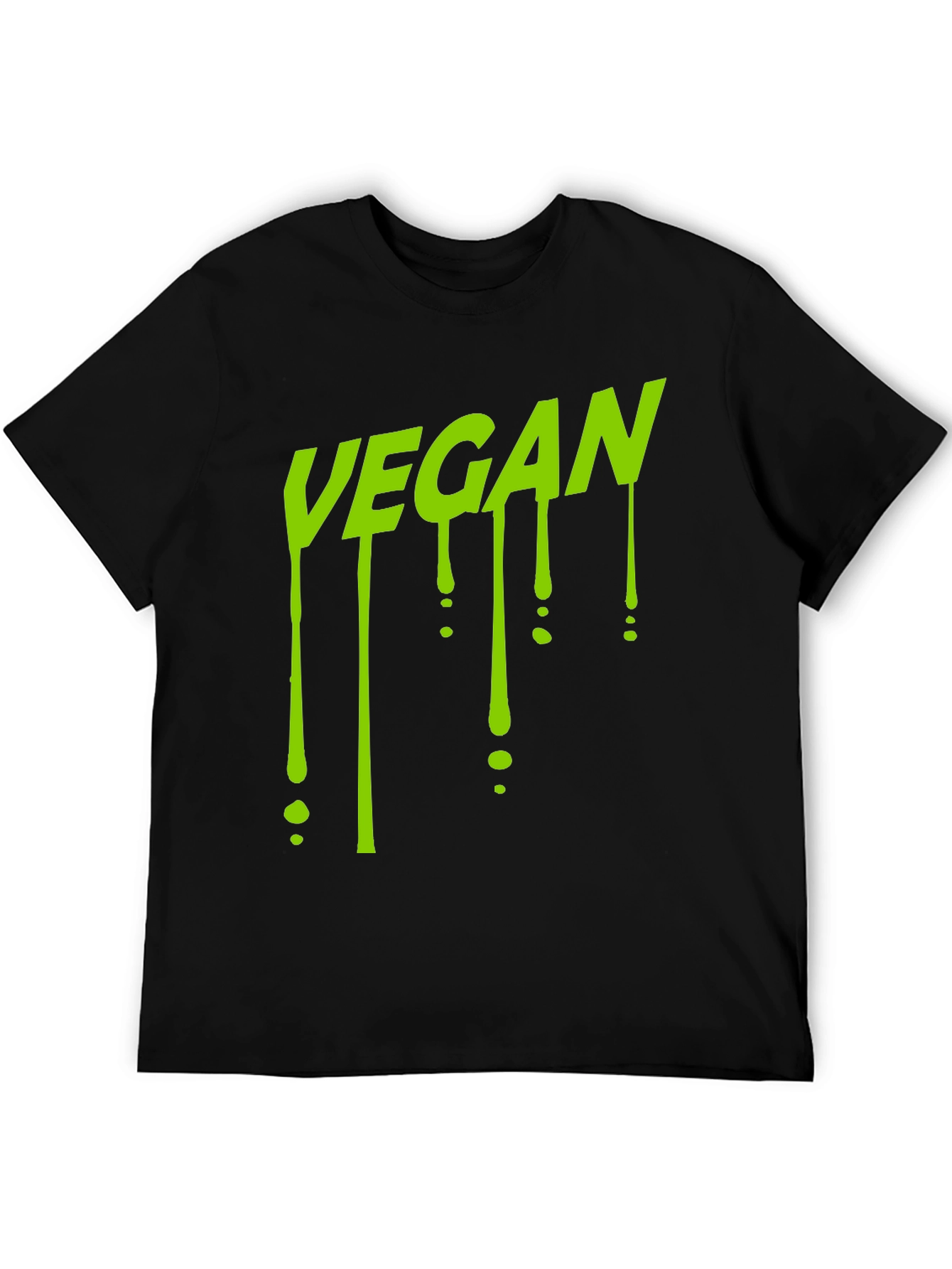 Black Vegan Drip T-Shirt - Black Crew Neck view 5