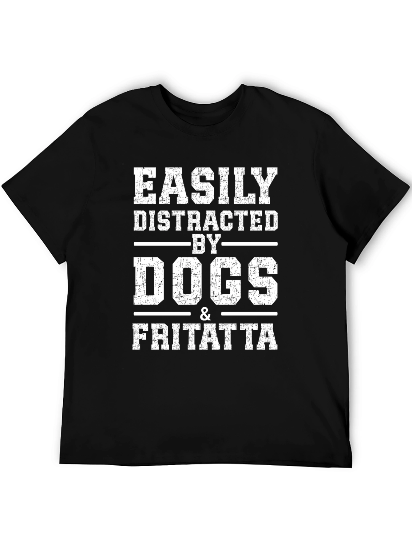 Black Easily Distracted By Dogs & Frittata Black T-Shirt view 5