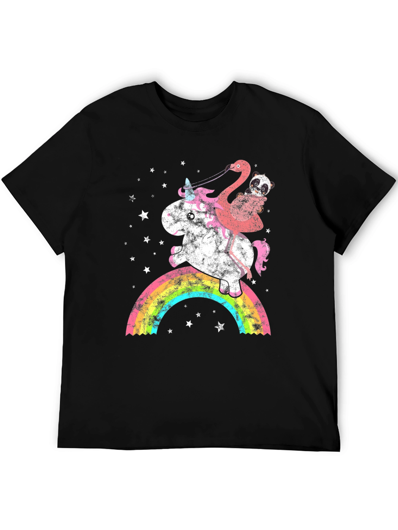Black Unicorn, Flamingo, & Panda Rainbow Graphic Tee view 5