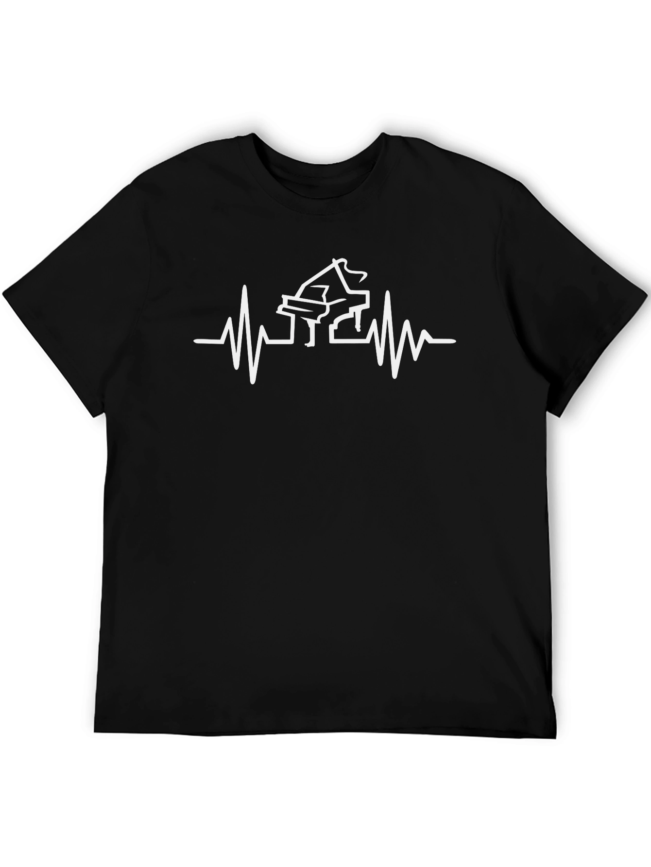 Black Piano Heartbeat T-Shirt - Music Lover Tee view 5