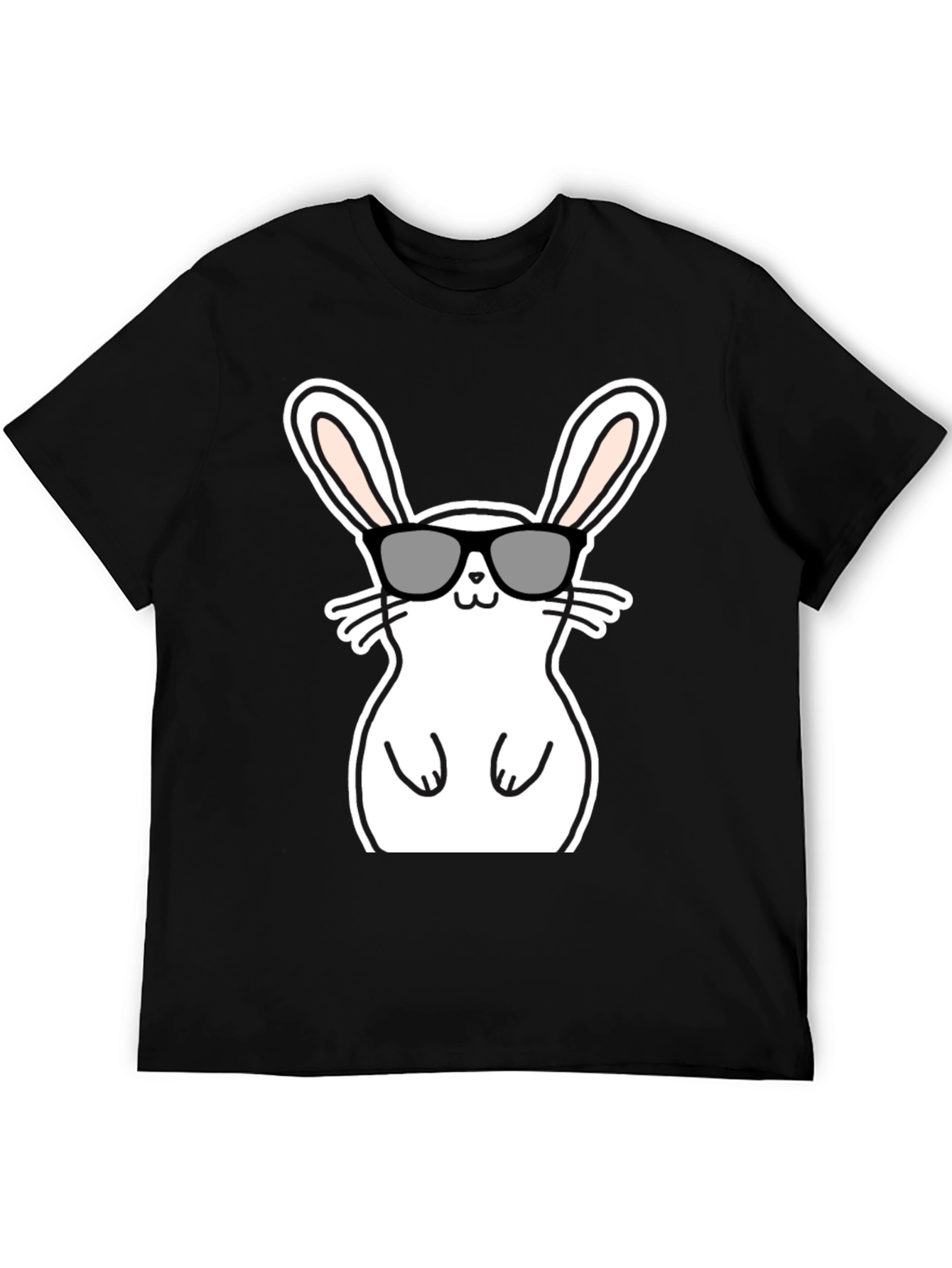 Black Cool Bunny Graphic Tee - Black Cotton Blend view 5