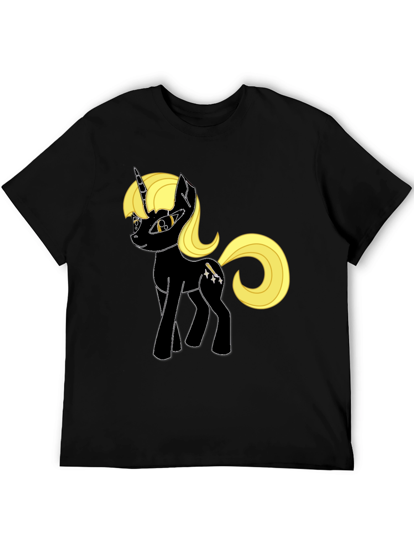 Black Unicorn Graphic Tee - Black Cotton Blend, Unique Design view 5