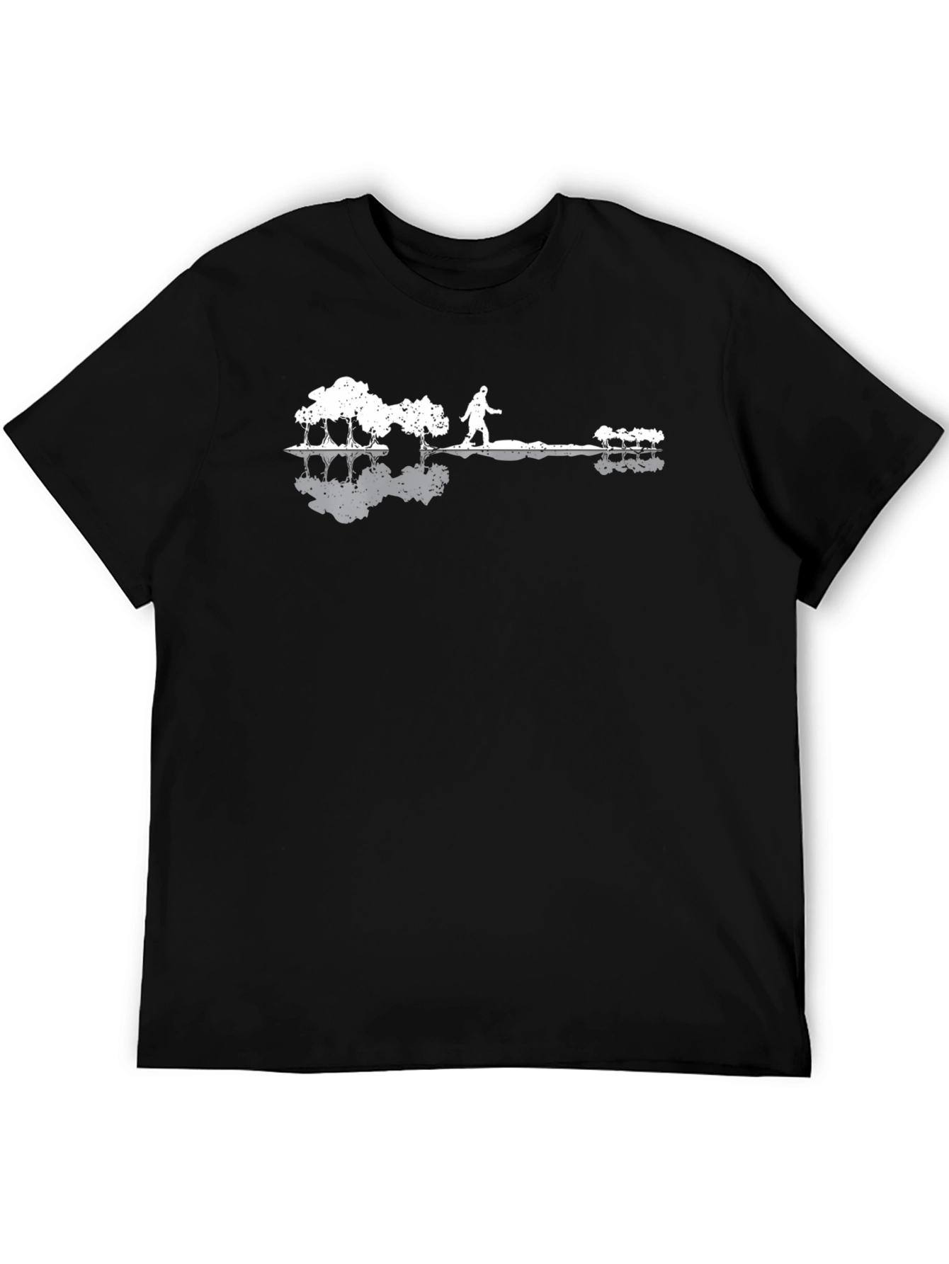 Black Nature Guitar Scene Men's Black T-Shirt view 5