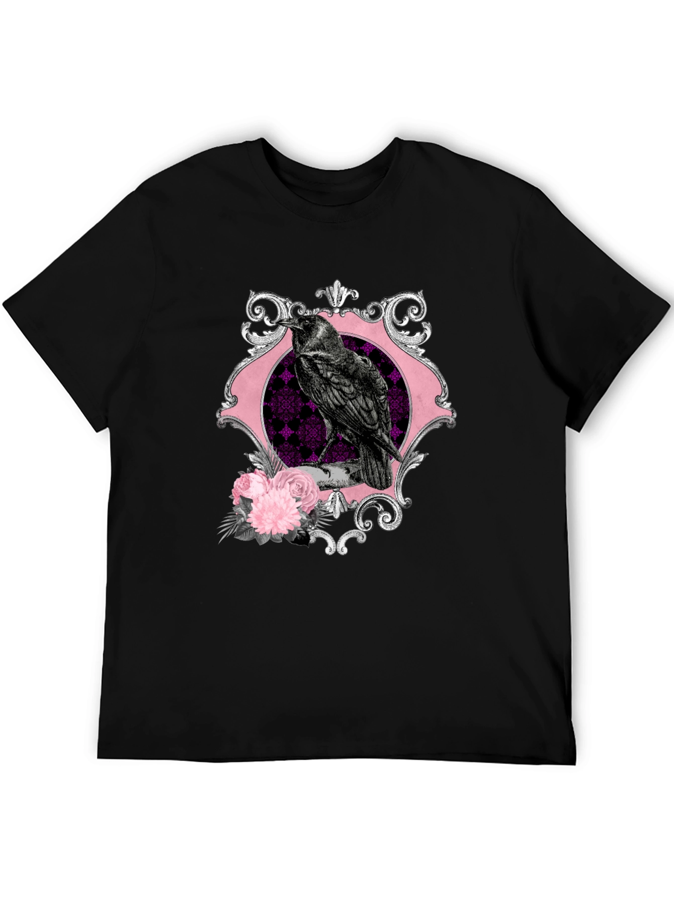 Black Raven & Roses Graphic Tee - Gothic Style view 5