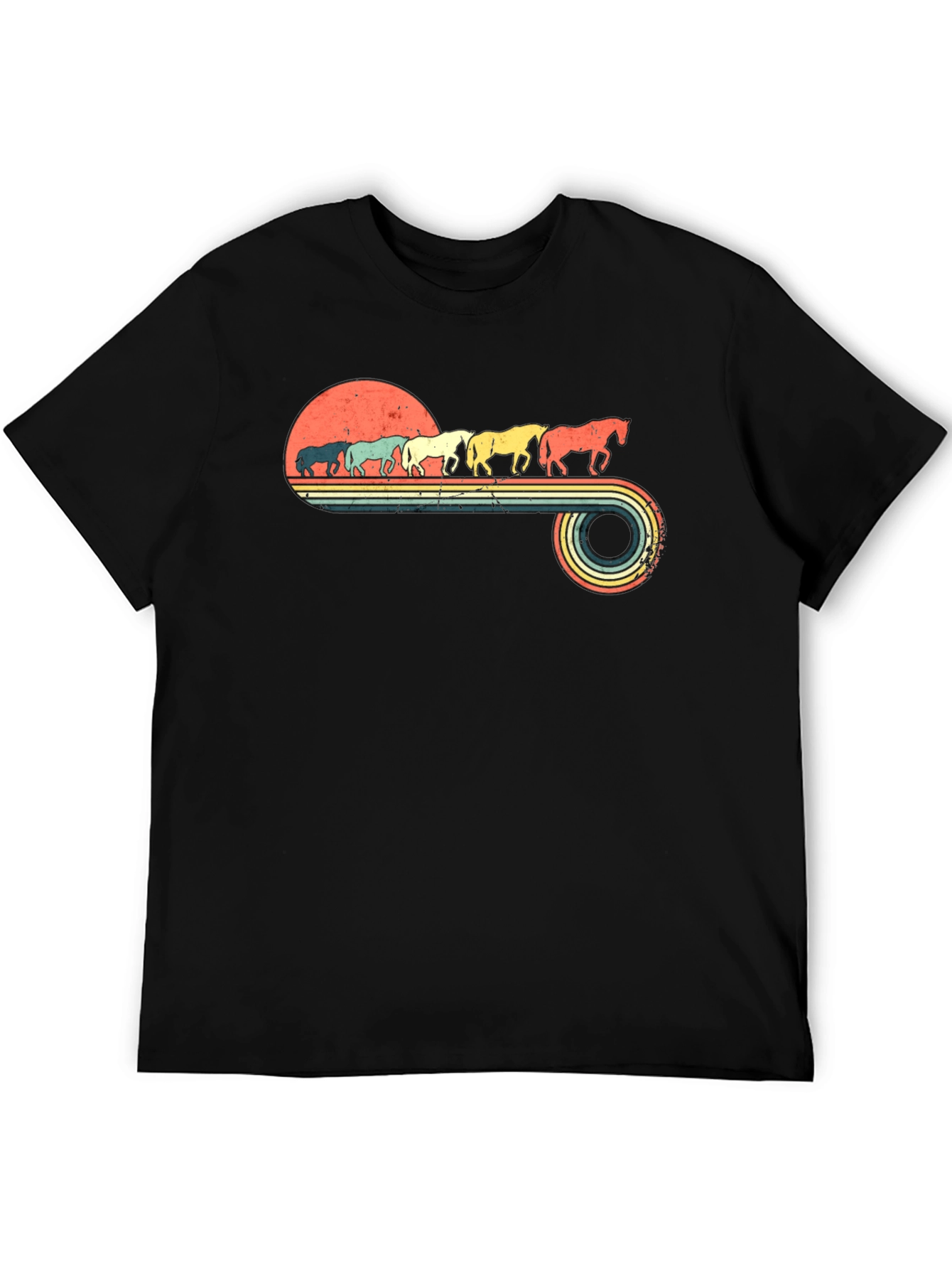 Black Retro Horse Sunset T-Shirt view 5