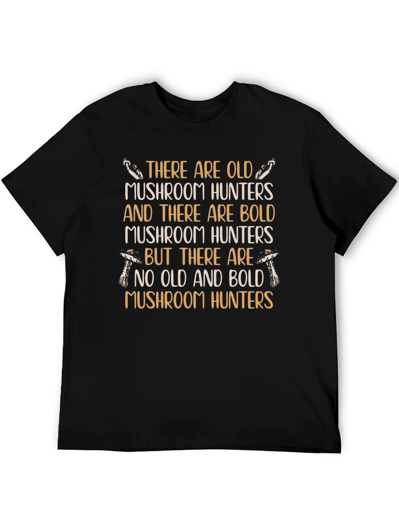Black Mushroom Hunter Graphic T-Shirt view 5