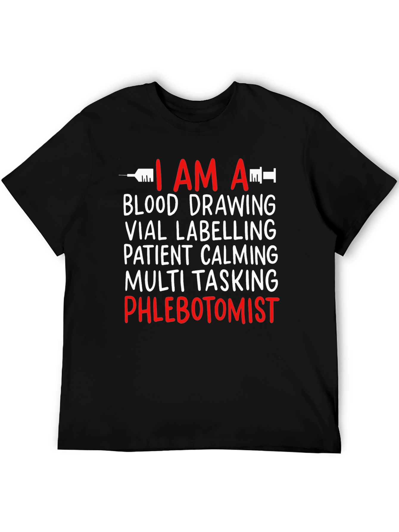 Black Phlebotomist Profession T-Shirt view 5