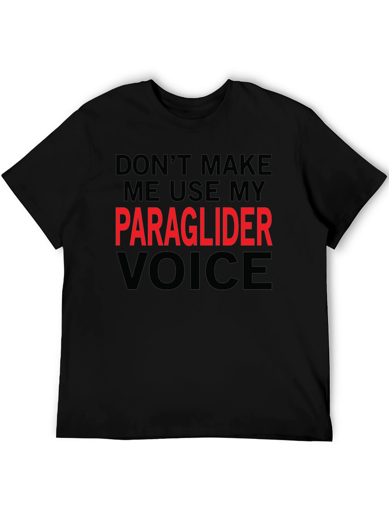 Black Paraglider Voice T-Shirt - Funny Aviation Tee view 5