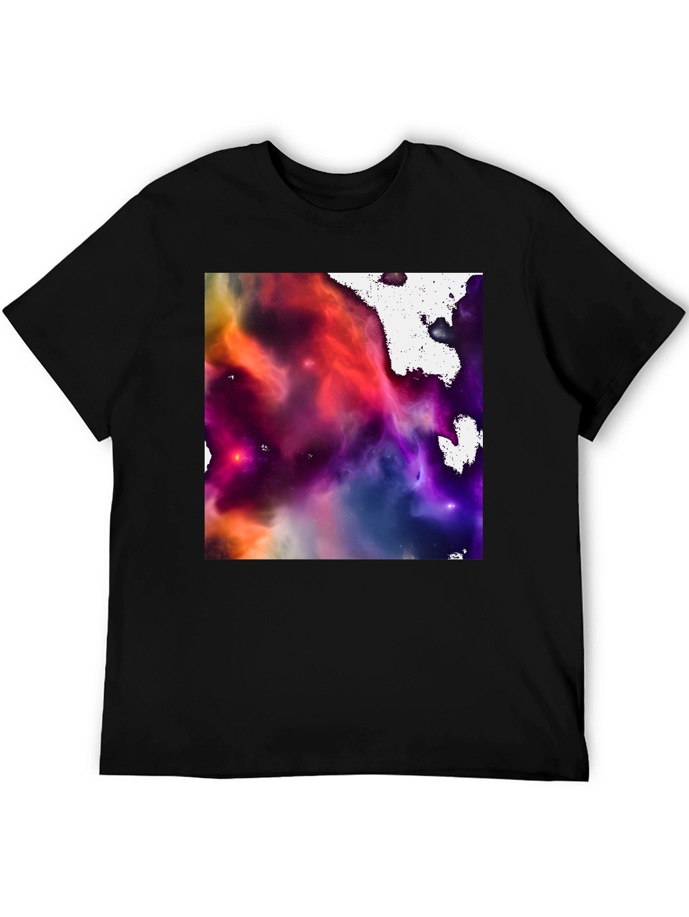 Black Nebula Print Black Crew Neck T-Shirt view 5