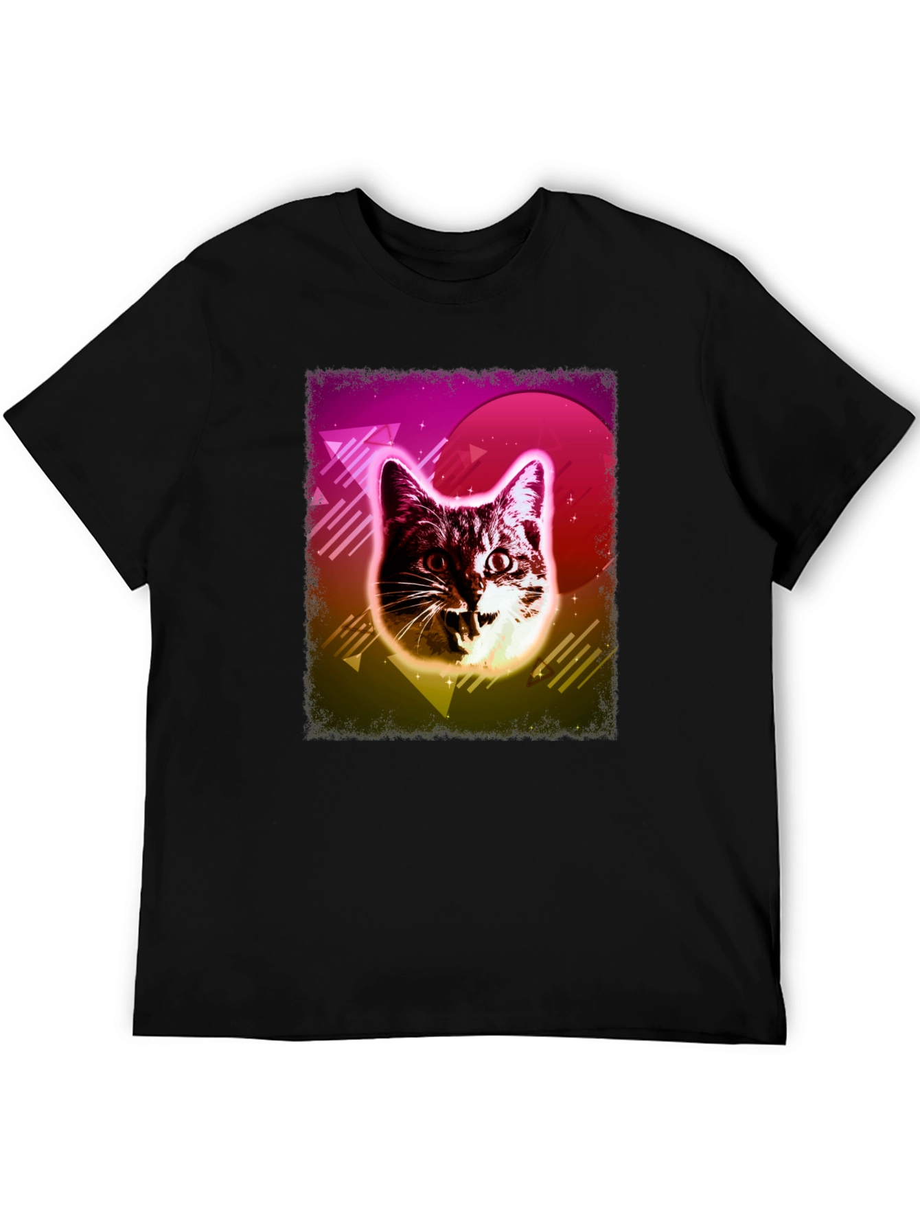 Black Retro Cat Graphic Tee - Black view 5