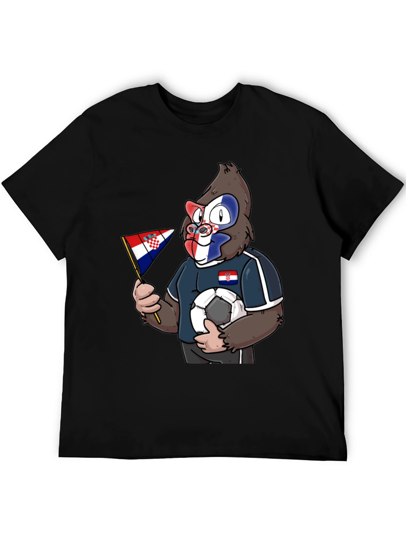 Black Croatian Soccer Gorilla Black T-Shirt view 5