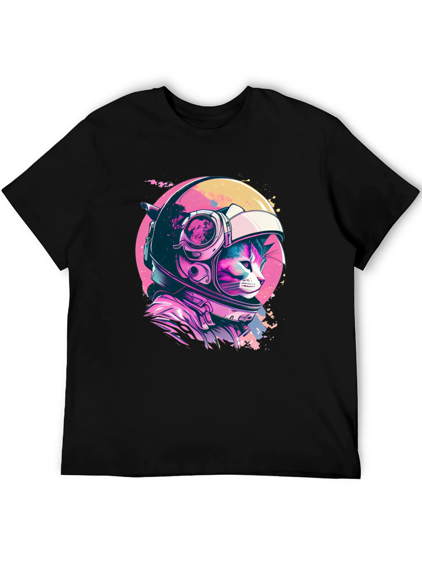 Black Cosmic Cat T-Shirt - Astronaut Kitten in Space! view 5