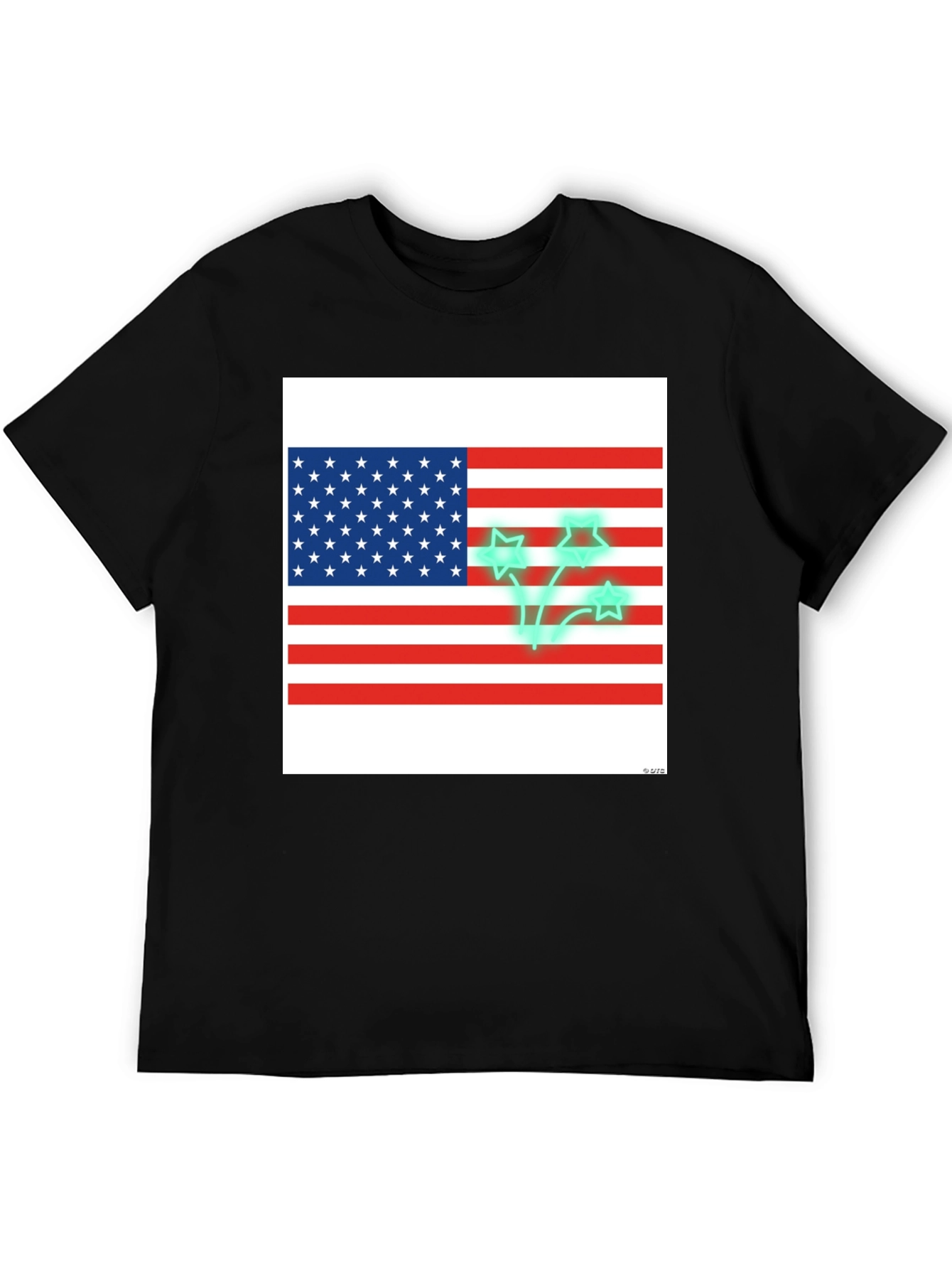 Black American Flag Stars Graphic T-Shirt view 5