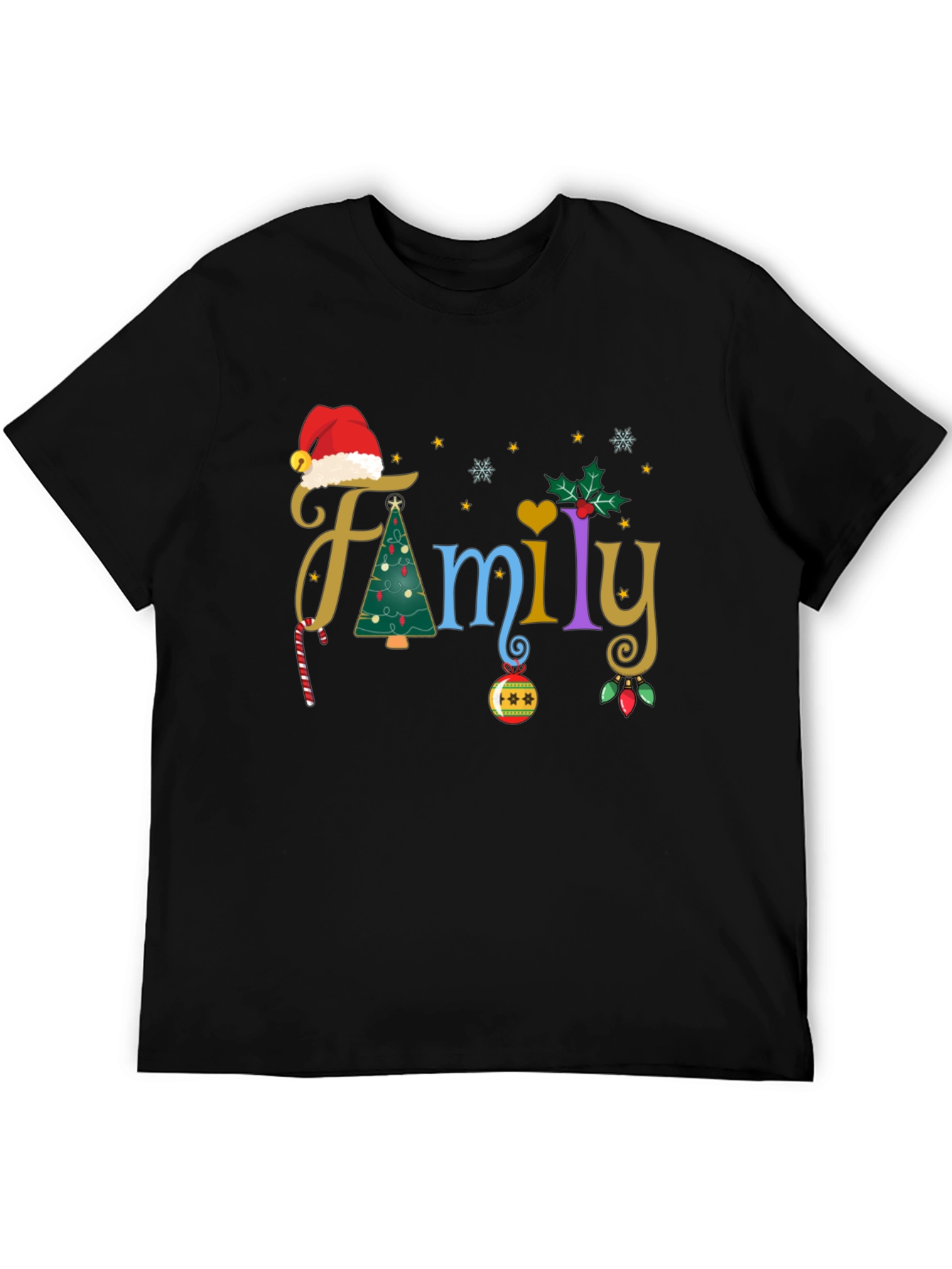 Black Festive Family Christmas T-Shirt view 5