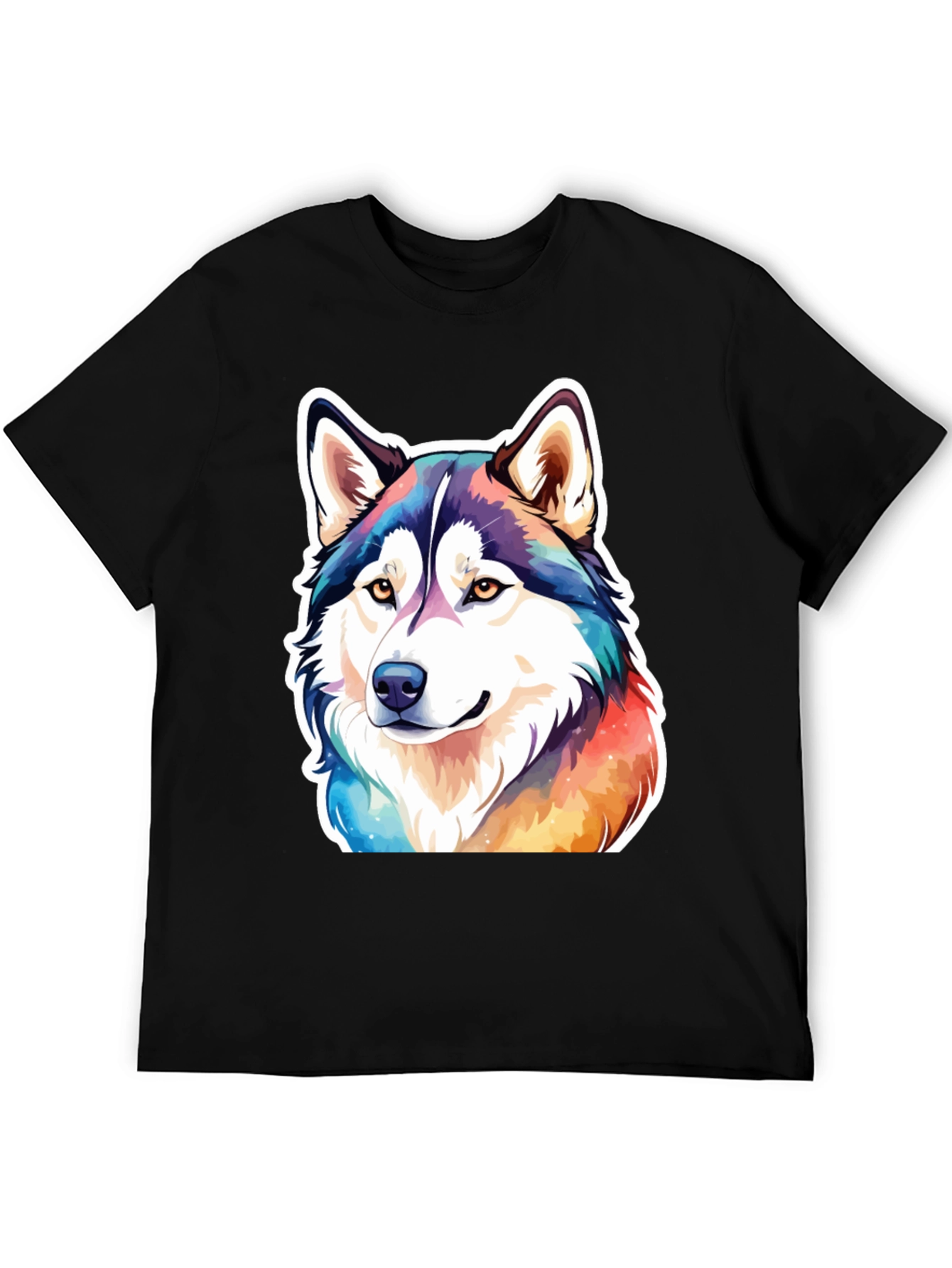 Black Husky Dog Colorful T-Shirt view 5