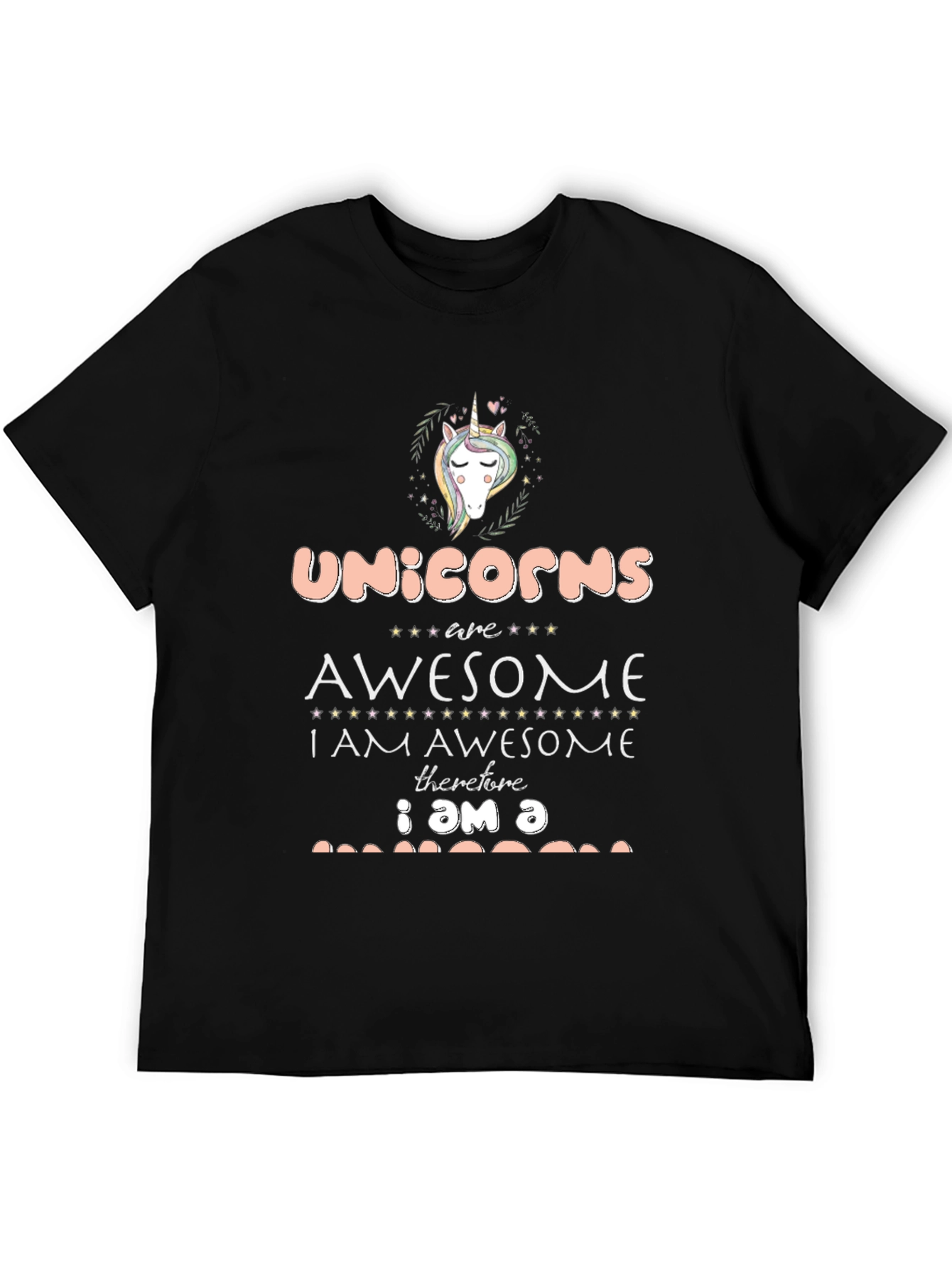 Black Unicorns are Awesome Black T-Shirt view 5