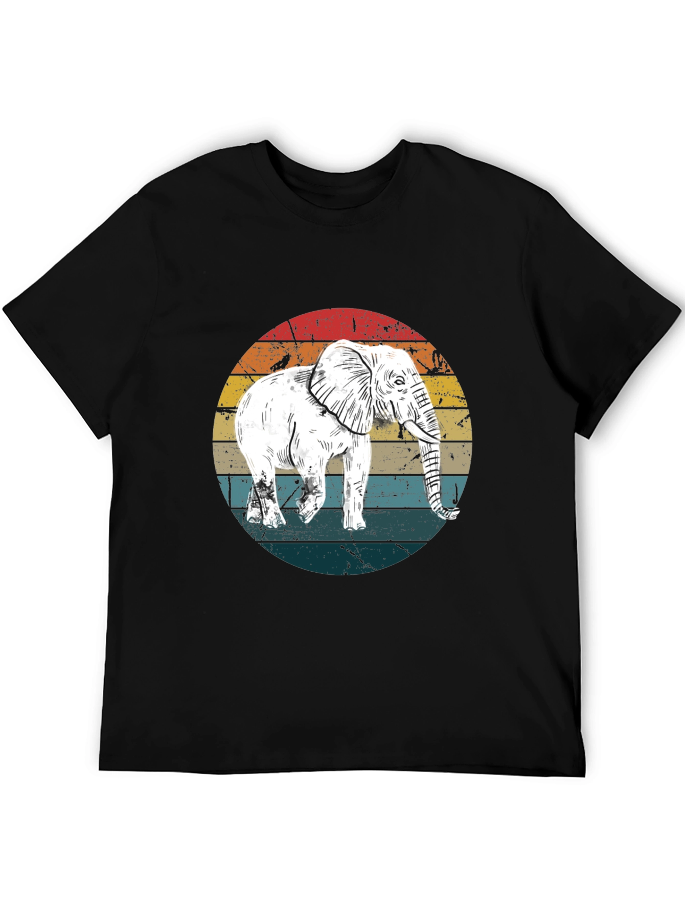 Black Vintage Elephant Sunset T-Shirt view 5