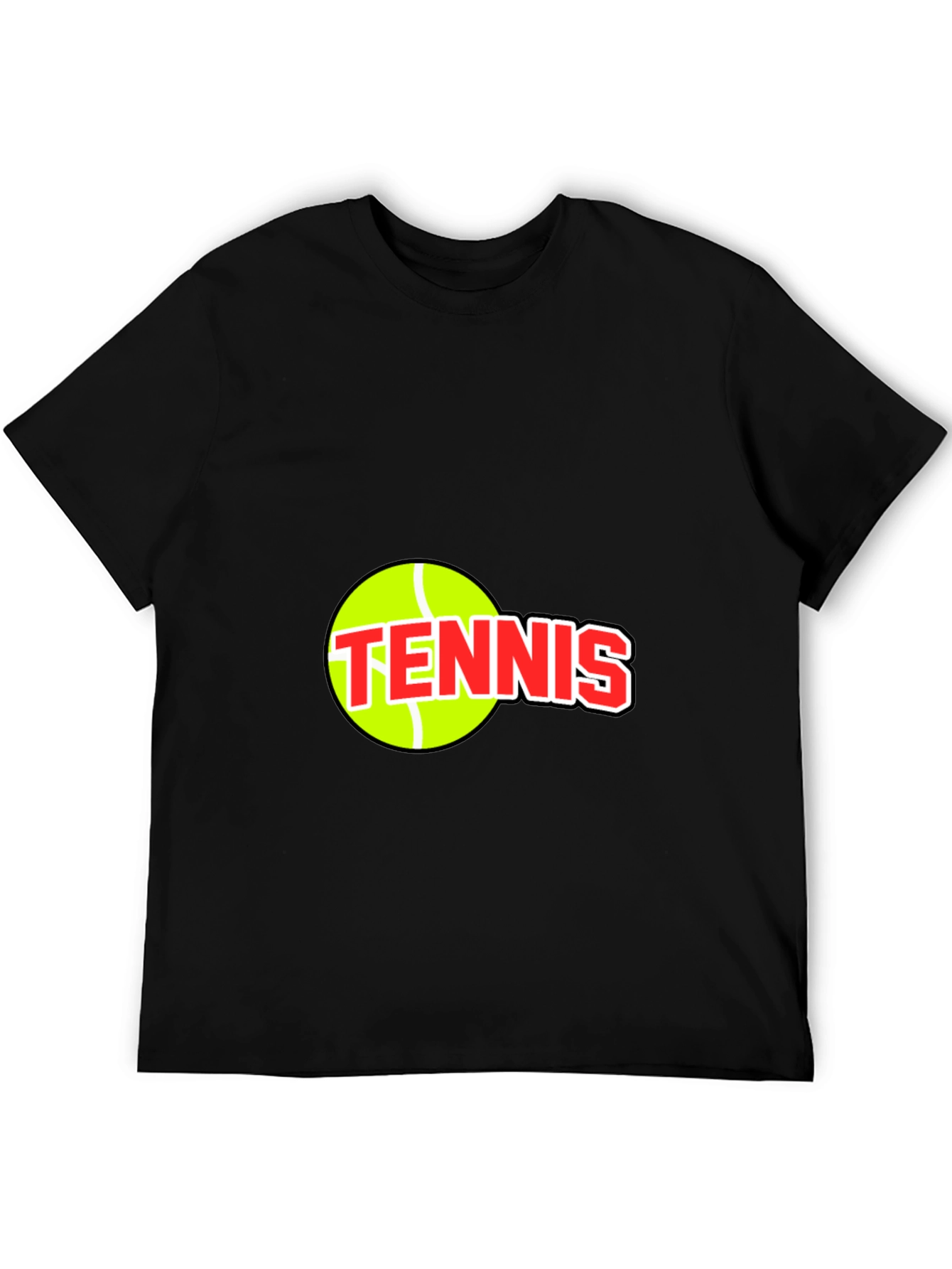 Black Tennis Ball Graphic Tee - Black Cotton T-Shirt view 5
