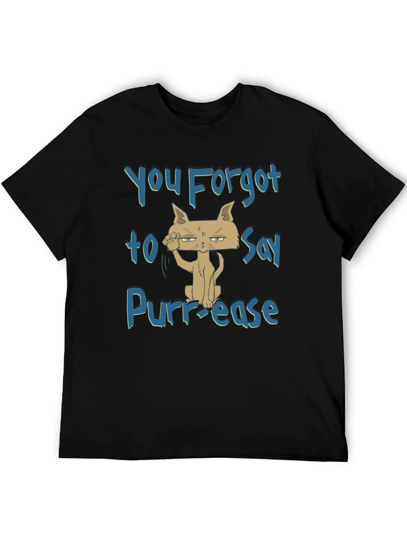 Black Funny Cat T-Shirt: You Forgot to Say Purr-ease! view 5