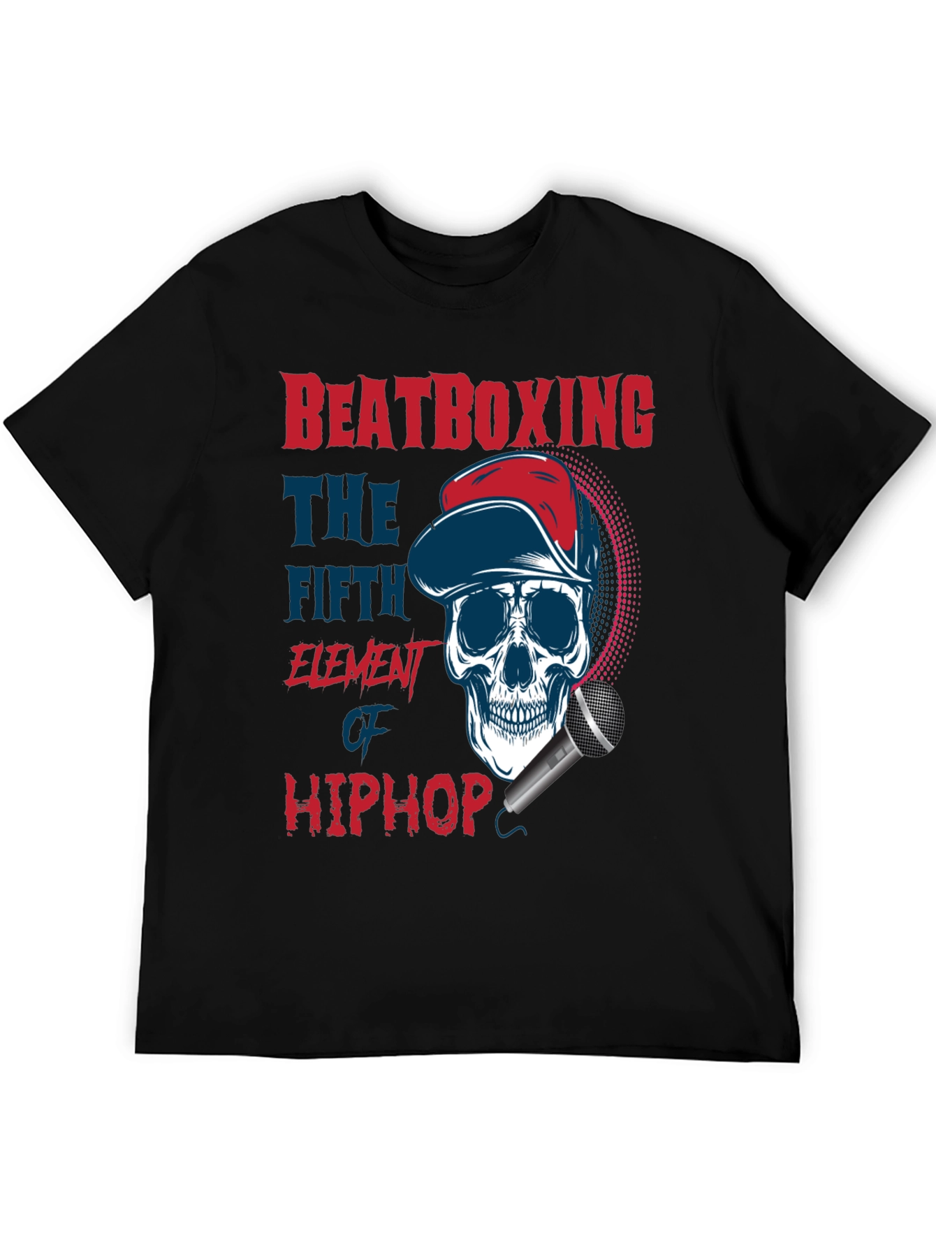Black Beatboxing Hip Hop Skull T-Shirt view 5