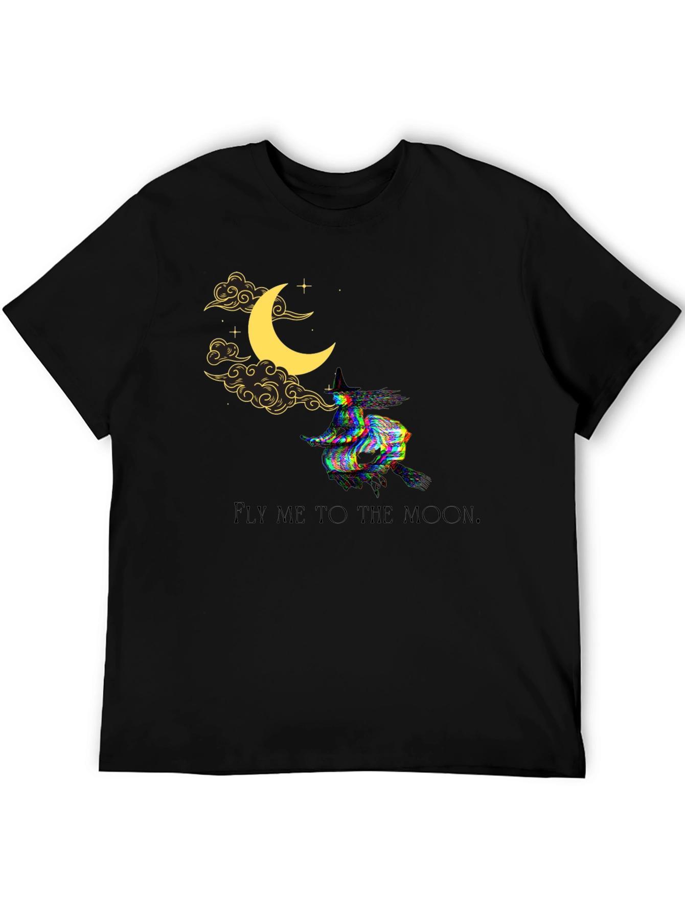 Black Fly Me to the Moon Witch Graphic Tee view 5