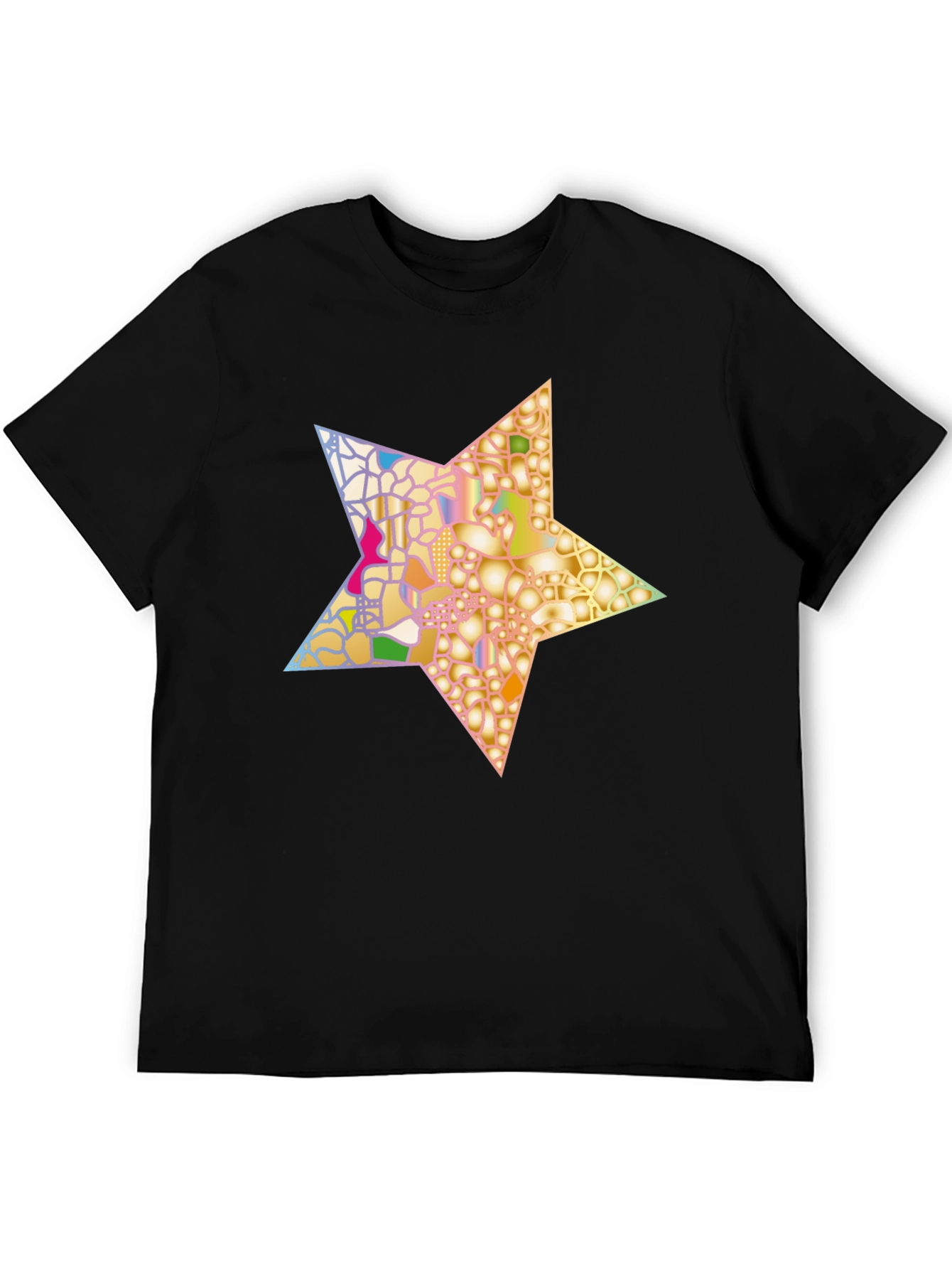 Black Abstract Star Graphic Tee - Stylish Men's Black T-Shirt view 5
