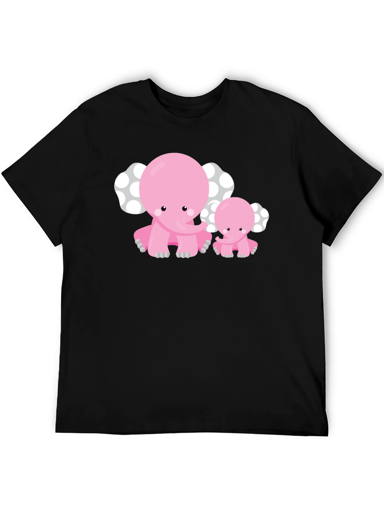 Black Cute Pink Elephant Graphic Tee view 5