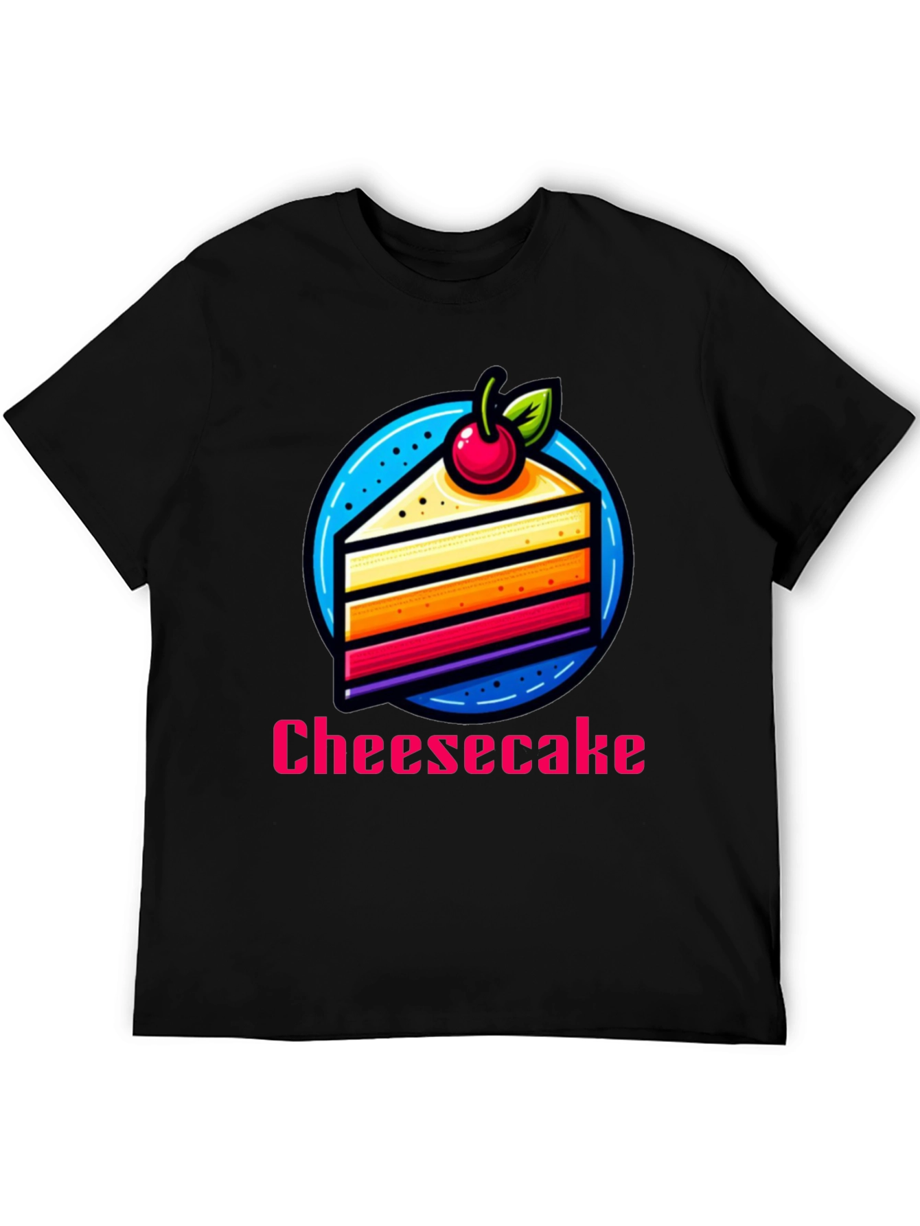Black Cheesecake Slice Graphic T-Shirt - Fun Dessert Tee view 5