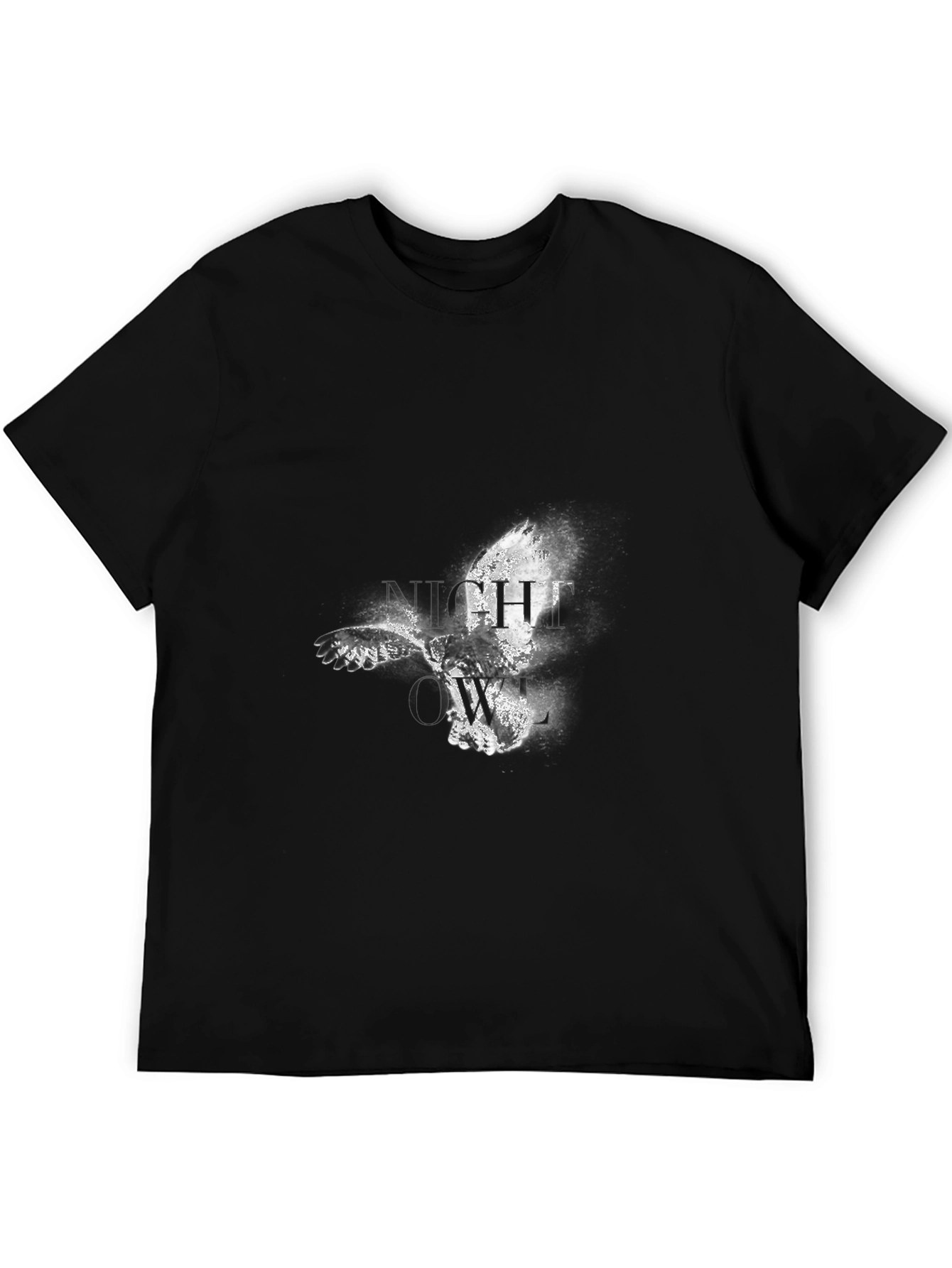 Black Night Owl Graphic Black T-Shirt view 5
