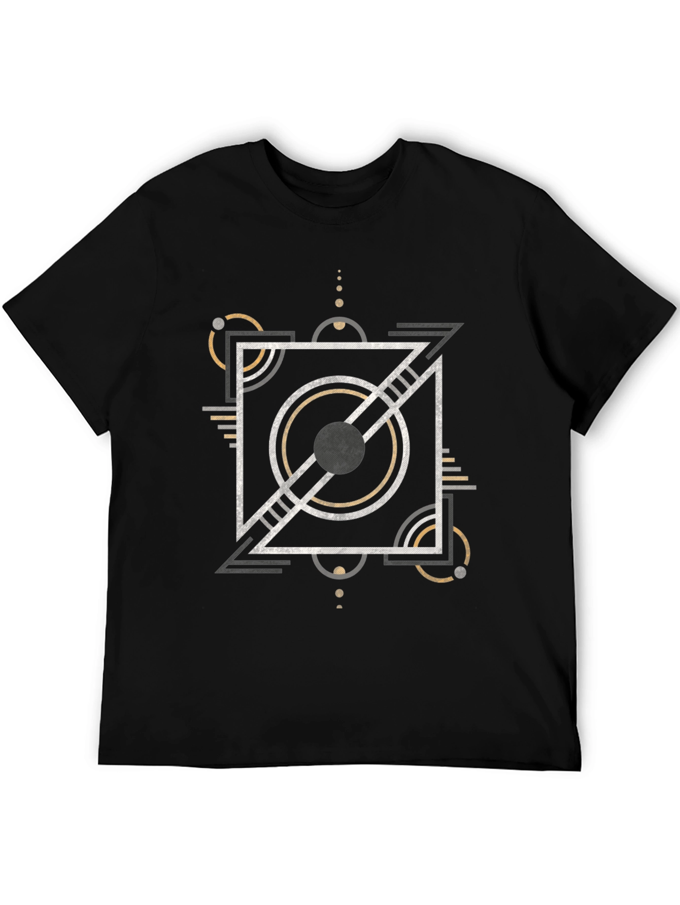 Black Geometric Pattern Black T-Shirt view 5