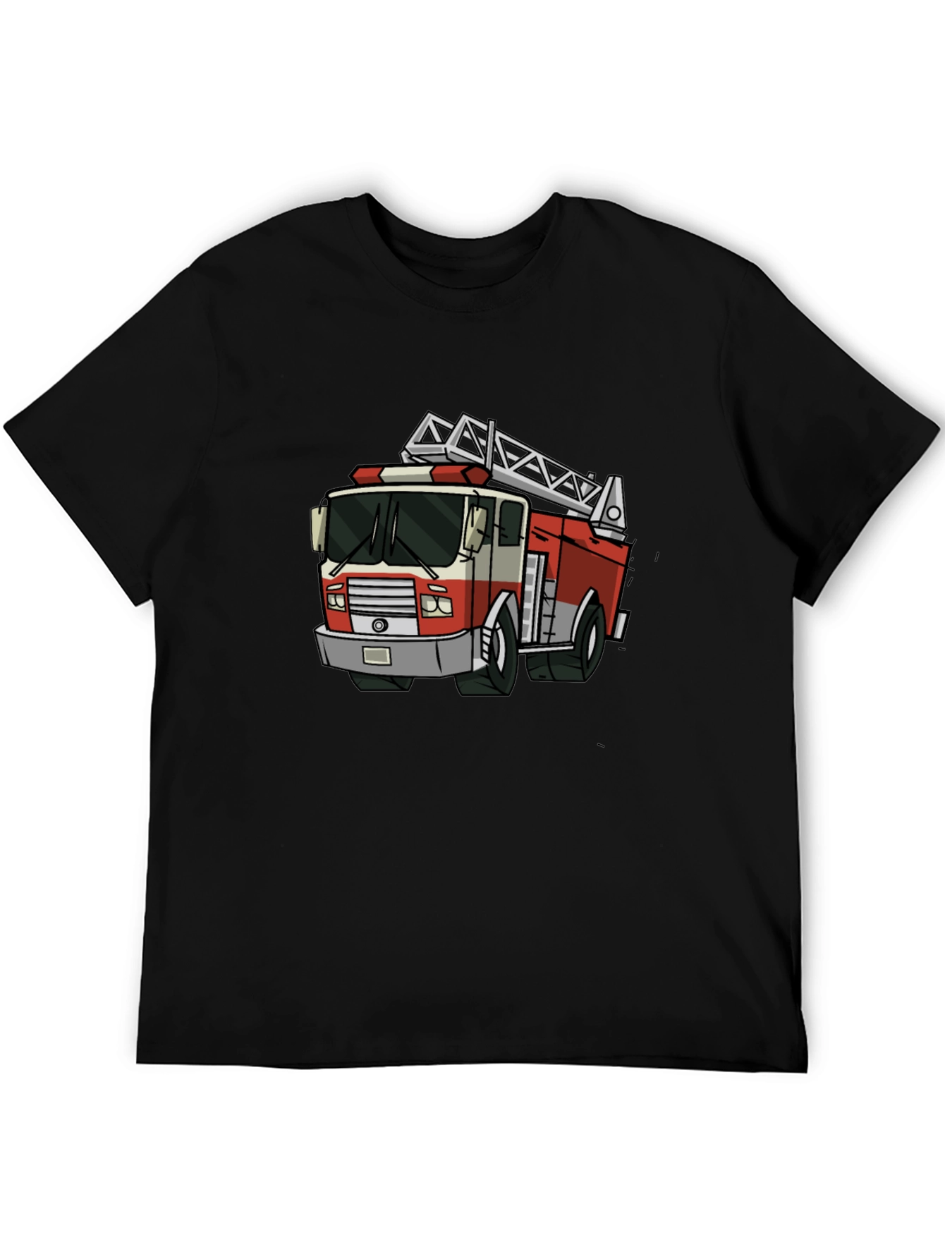 Black Fire Truck Graphic Tee - Cool Cartoon Design view 5