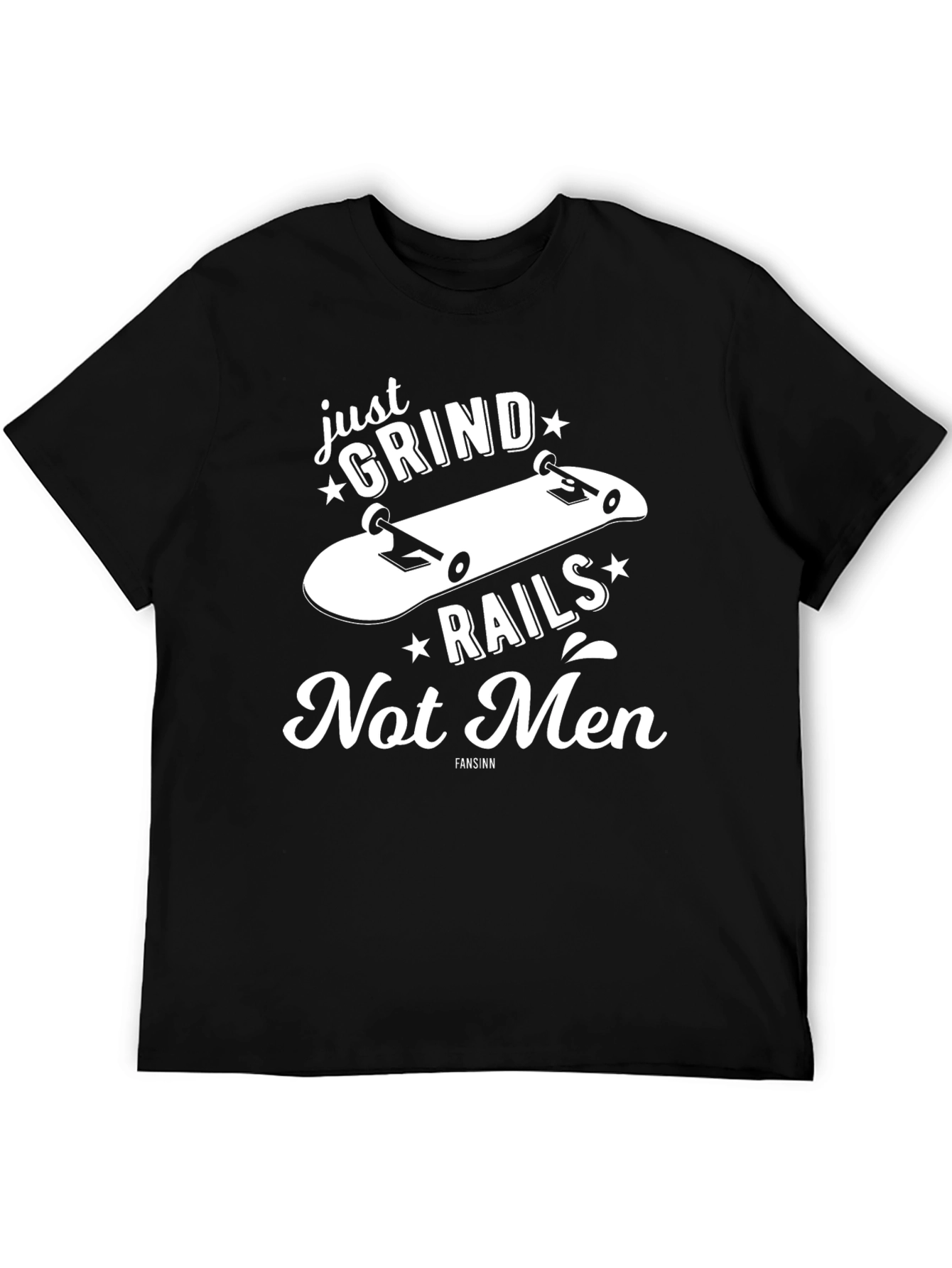 Black Grind Rails Not Men Skater Tee - Black Graphic T-Shirt view 5